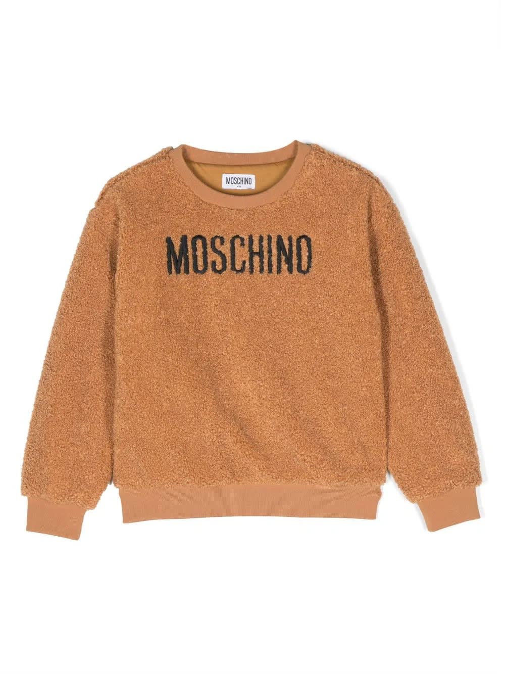 Shop Moschino Teddy Bear Sweatshirt In Caramel Colour In Brown