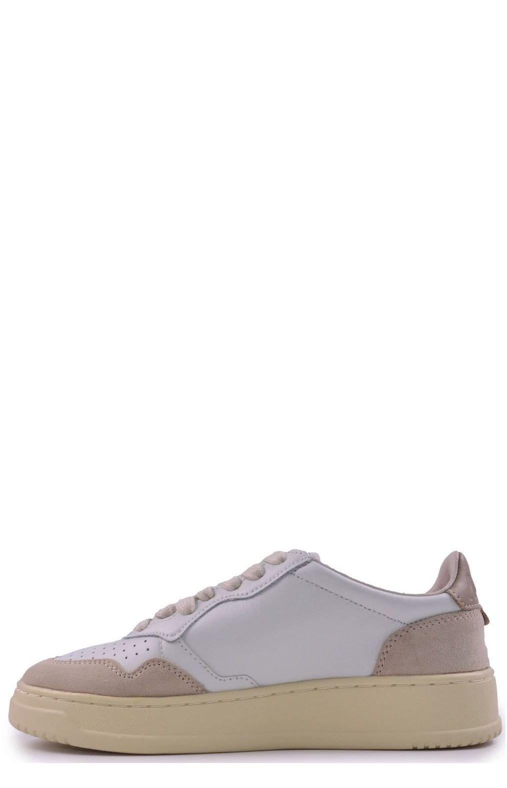 Shop Autry Logo Detailed Low-top Sneakers In Beige