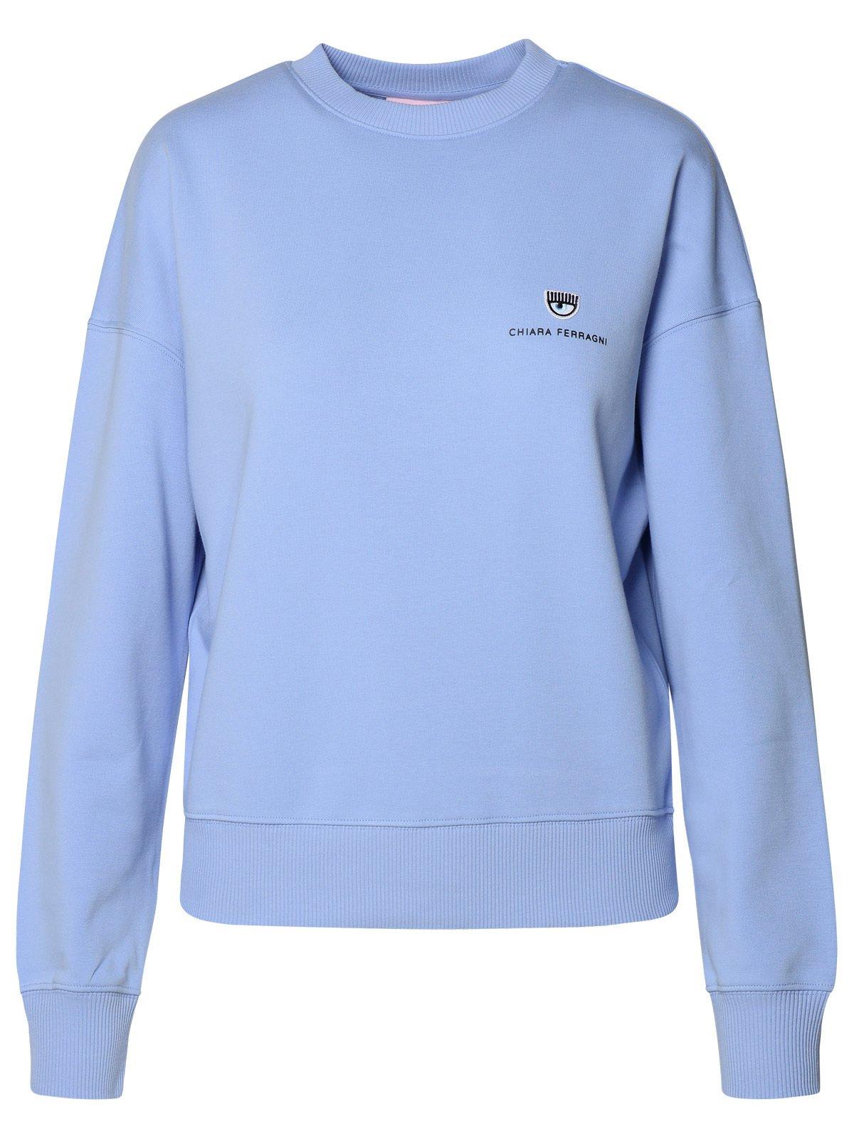 Shop Chiara Ferragni Eyelike Motif Drop Shoulder Sweatshirt In Blue