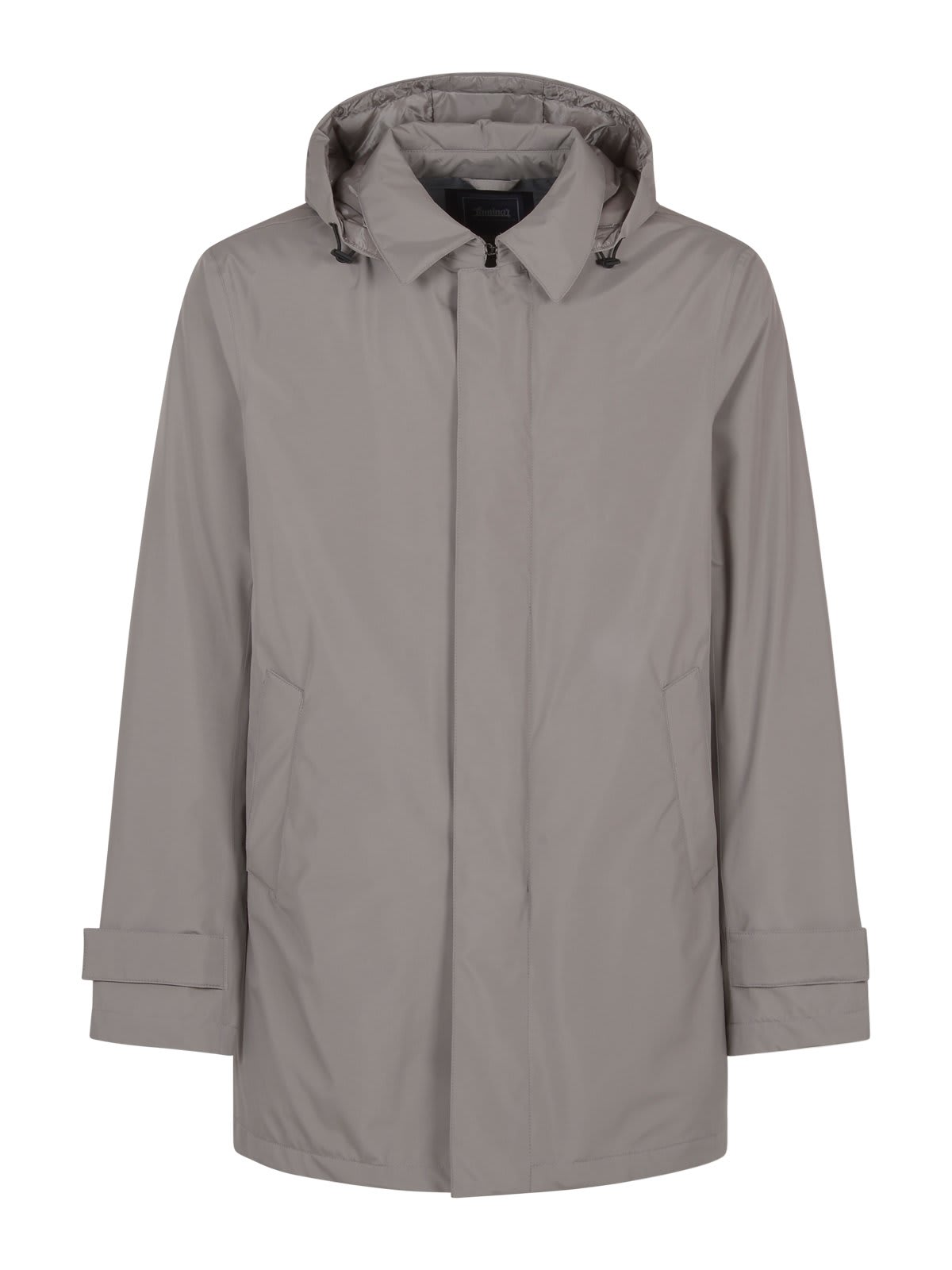 Herno Gortex Long-sleeved Hooded Jacket In Grey