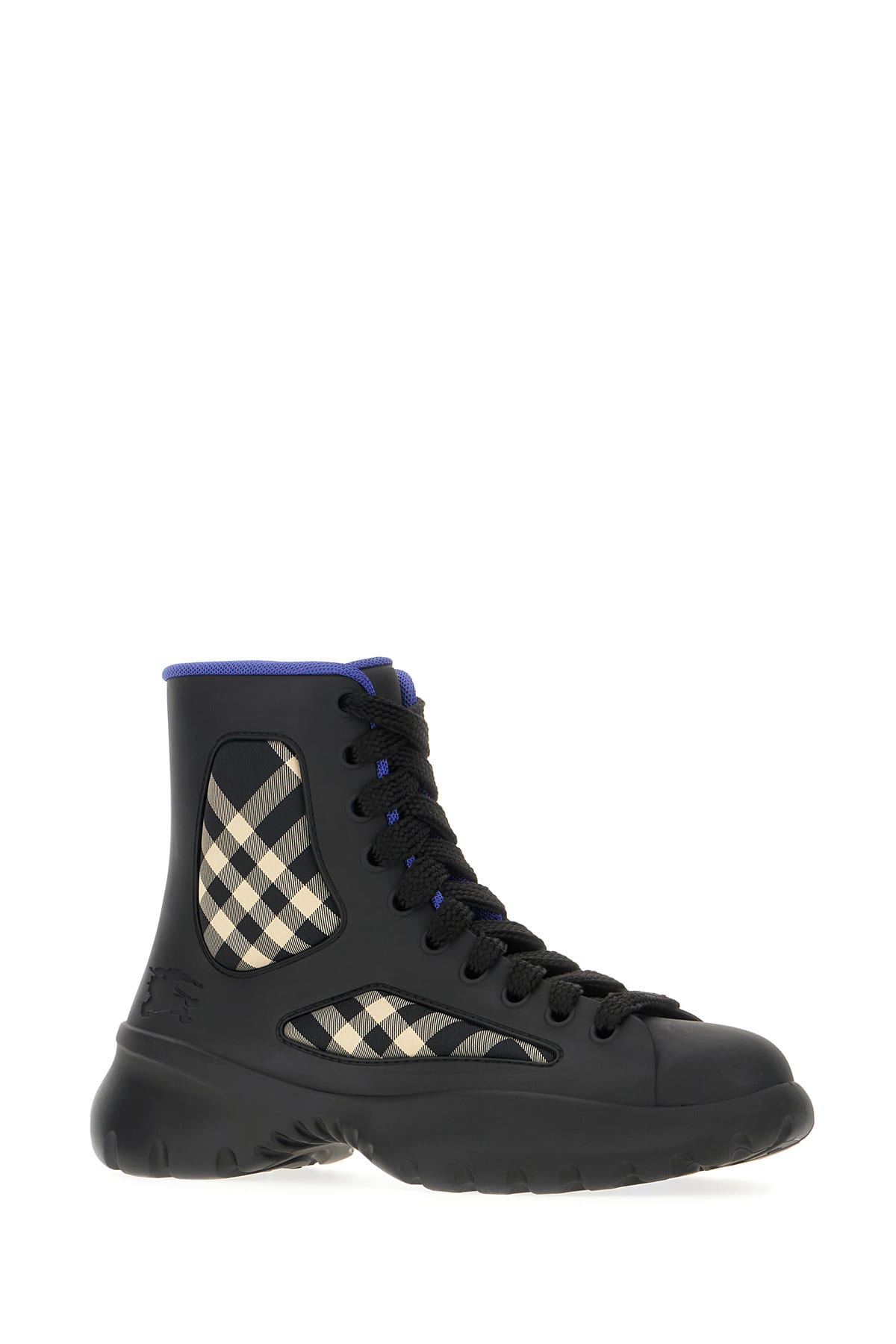 Shop Burberry Black Rubber Boots In Black Ip Chk