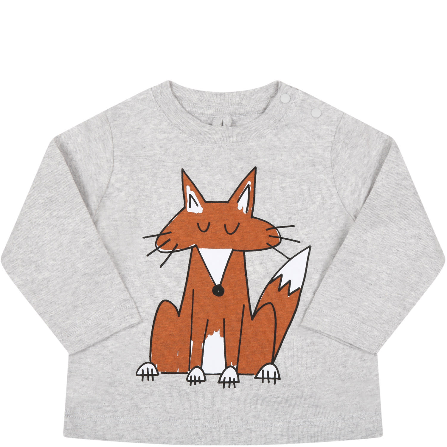 Stella McCartney Kids Grey T-shirt For Baby Kids With Fox