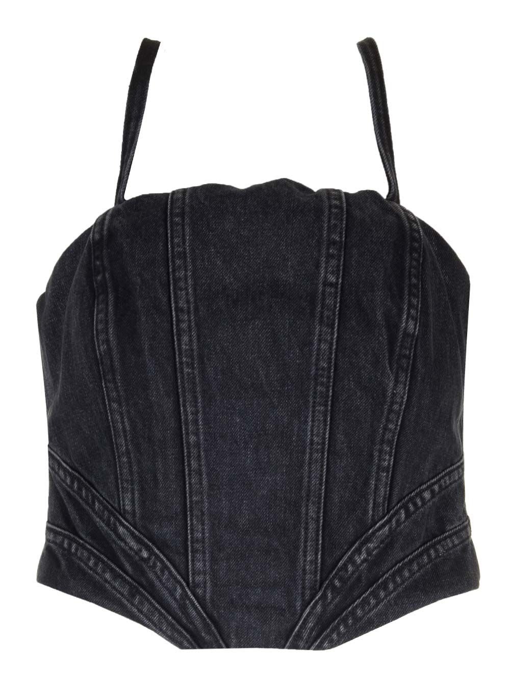 Shop Amiri Faded Black Denim Corset