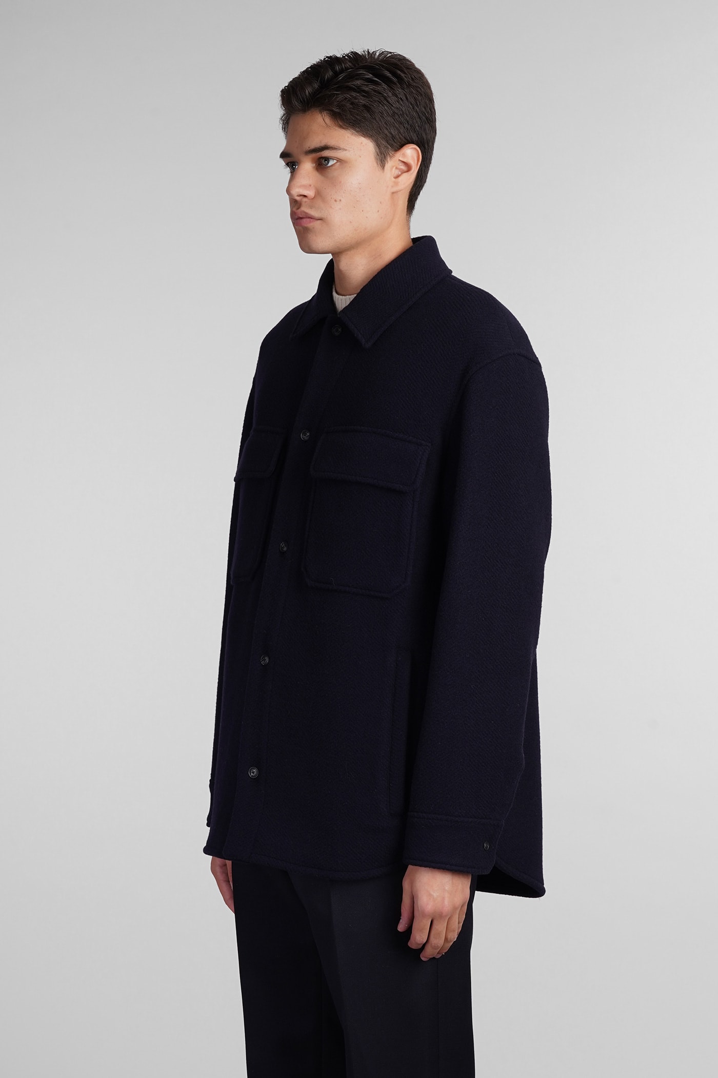 Shop Emporio Armani Casual Jacket In Blue Wool