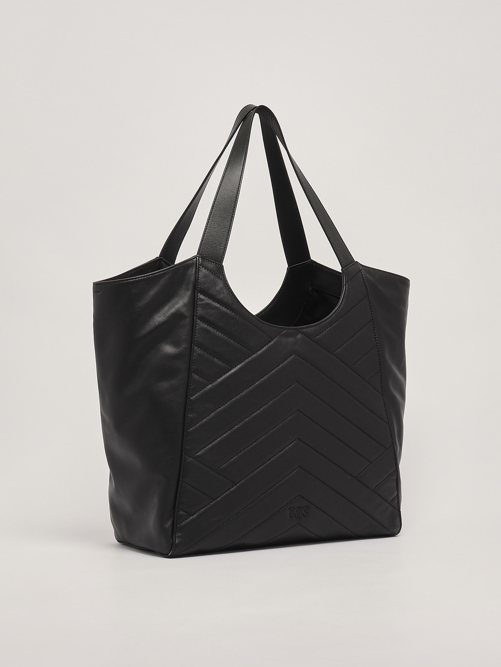 Shop Pinko Leather Tote In Nero