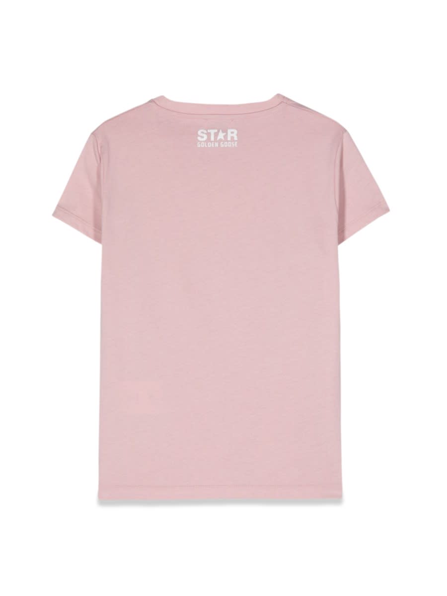 Shop Golden Goose Star/ Girls T-shirt S/s Logo/ Big Star Printed/ Logo In Pink