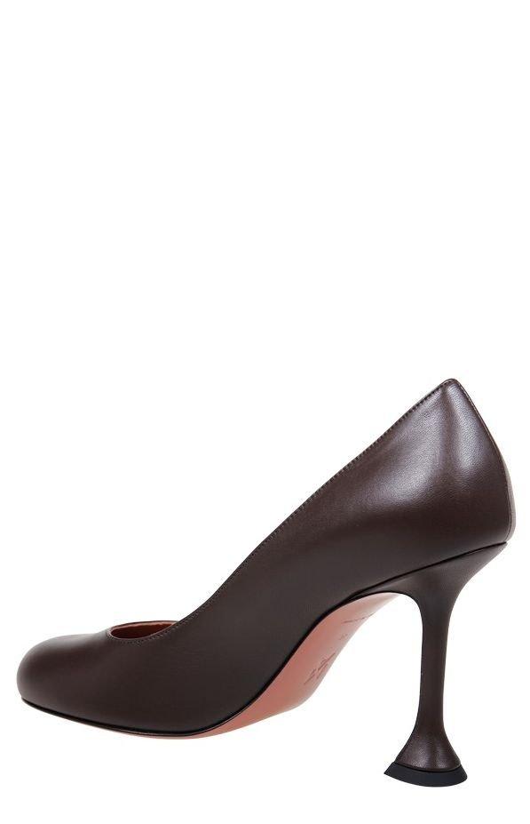 Amina Muaddi 95mm Iris Leather Pumps In Brown