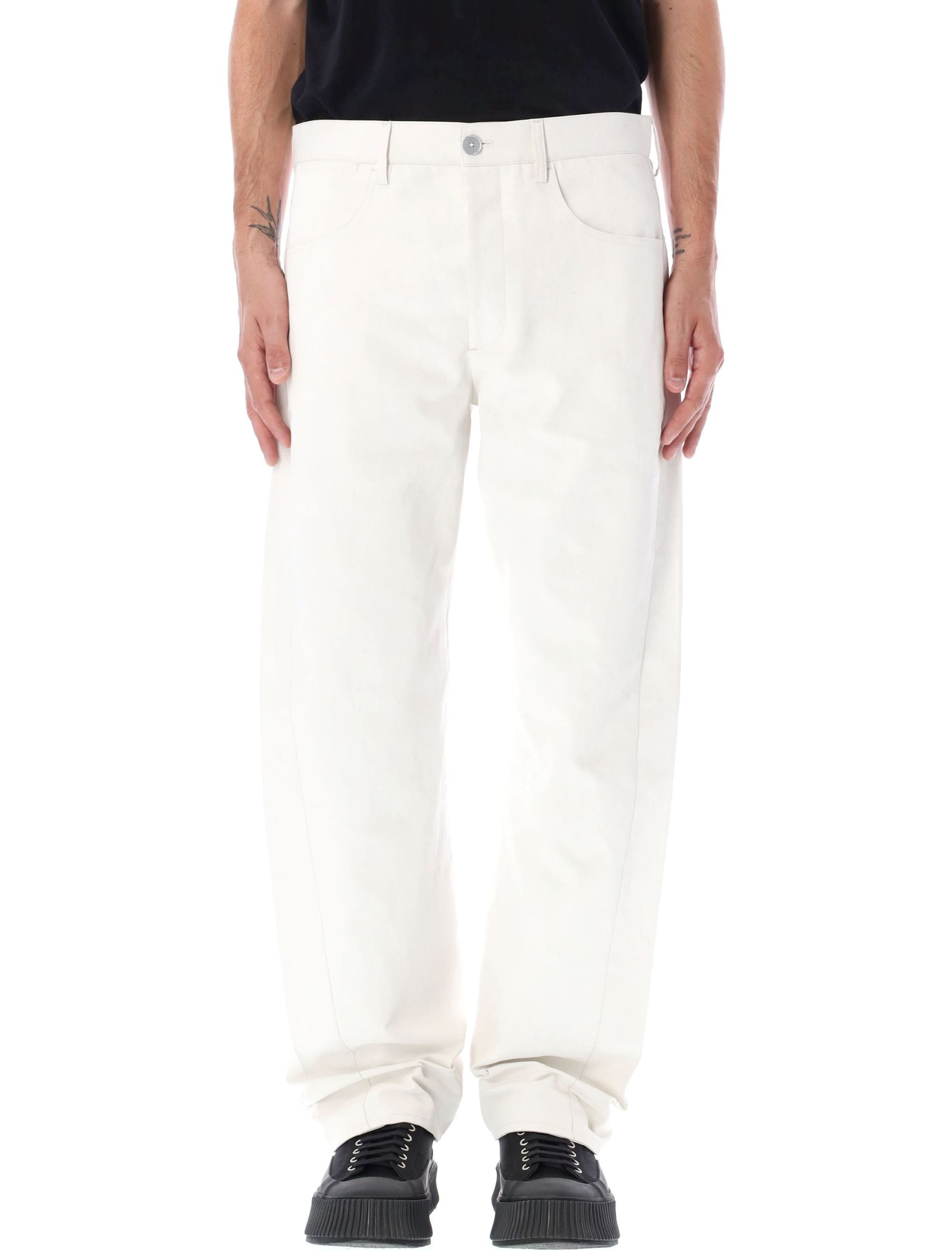Jil Sander Pigment Coated Cotton And Linen Trousers