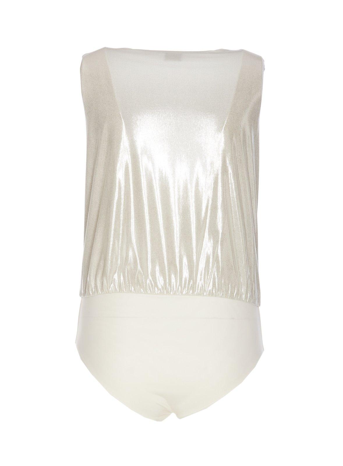 Shop Pinko Sleeveless V-neck Bodysuit In White