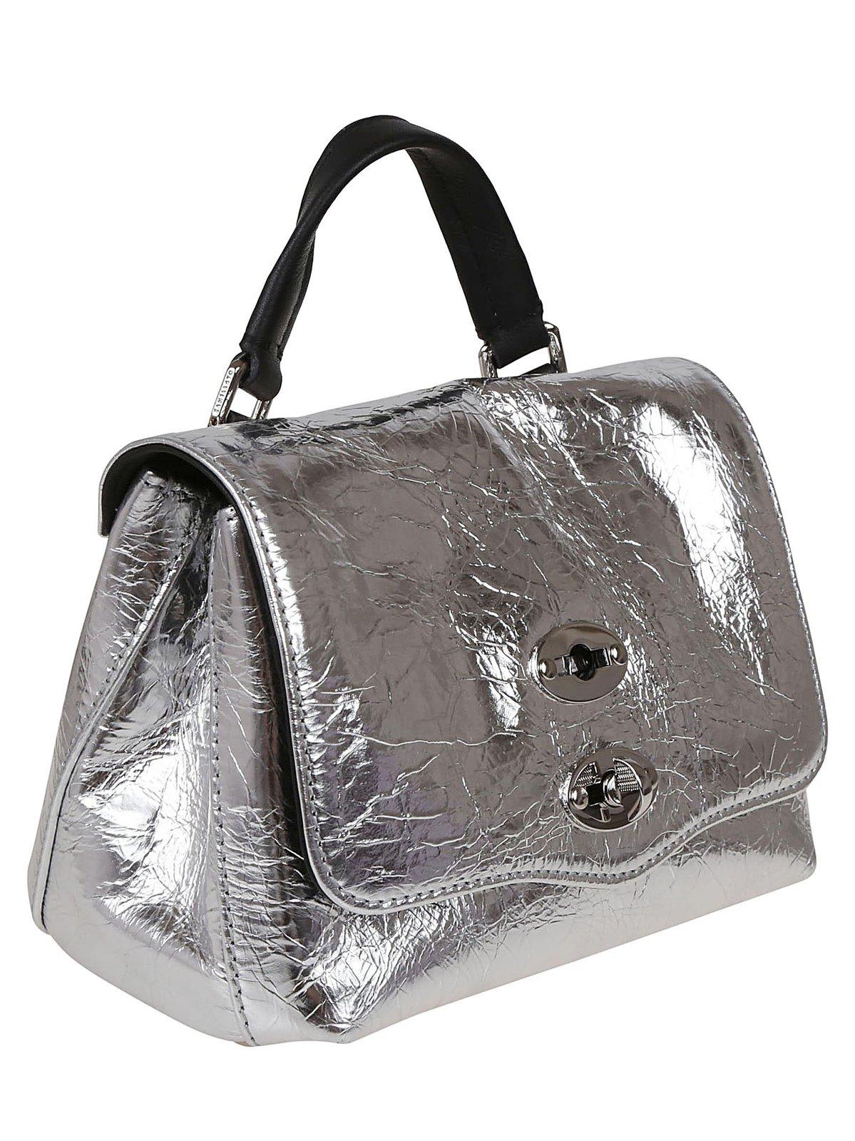 Shop Zanellato Foldover Top Shoulder Bag In Grey Argento