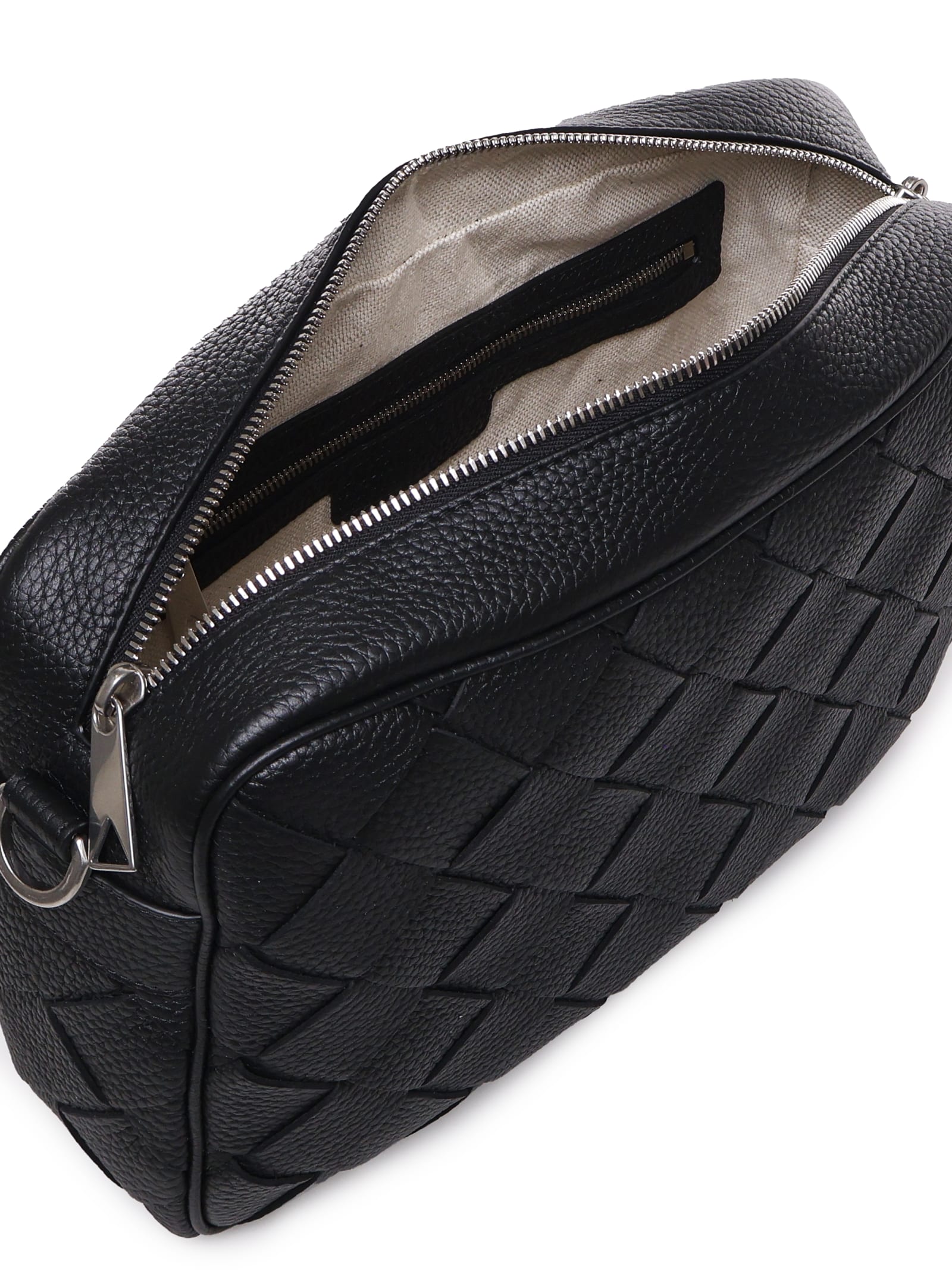 Shop Bottega Veneta Medium Camera Bag Intrecciato In Black