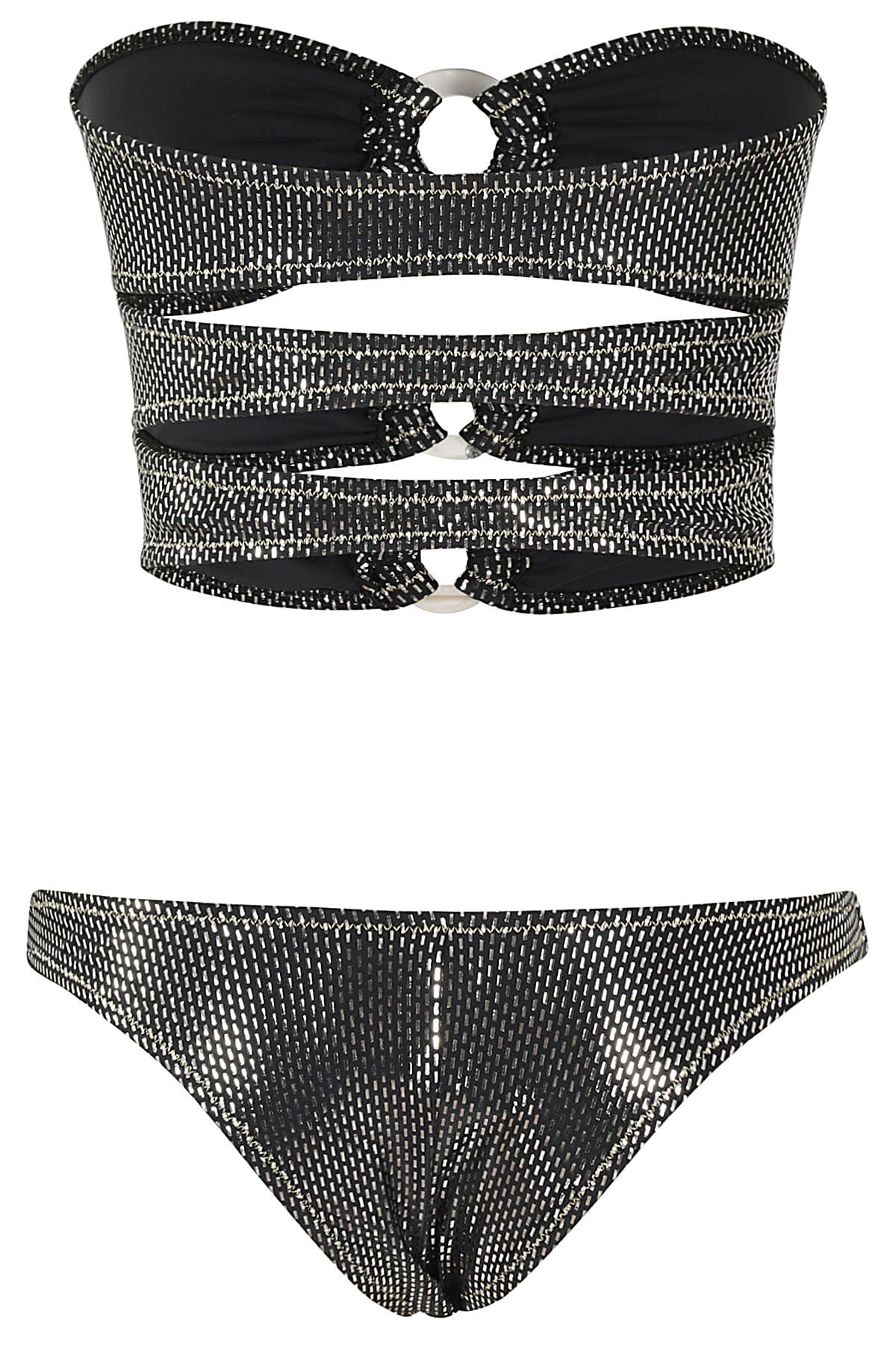 Reina Olga 3 Row Bandeau In Black Lame