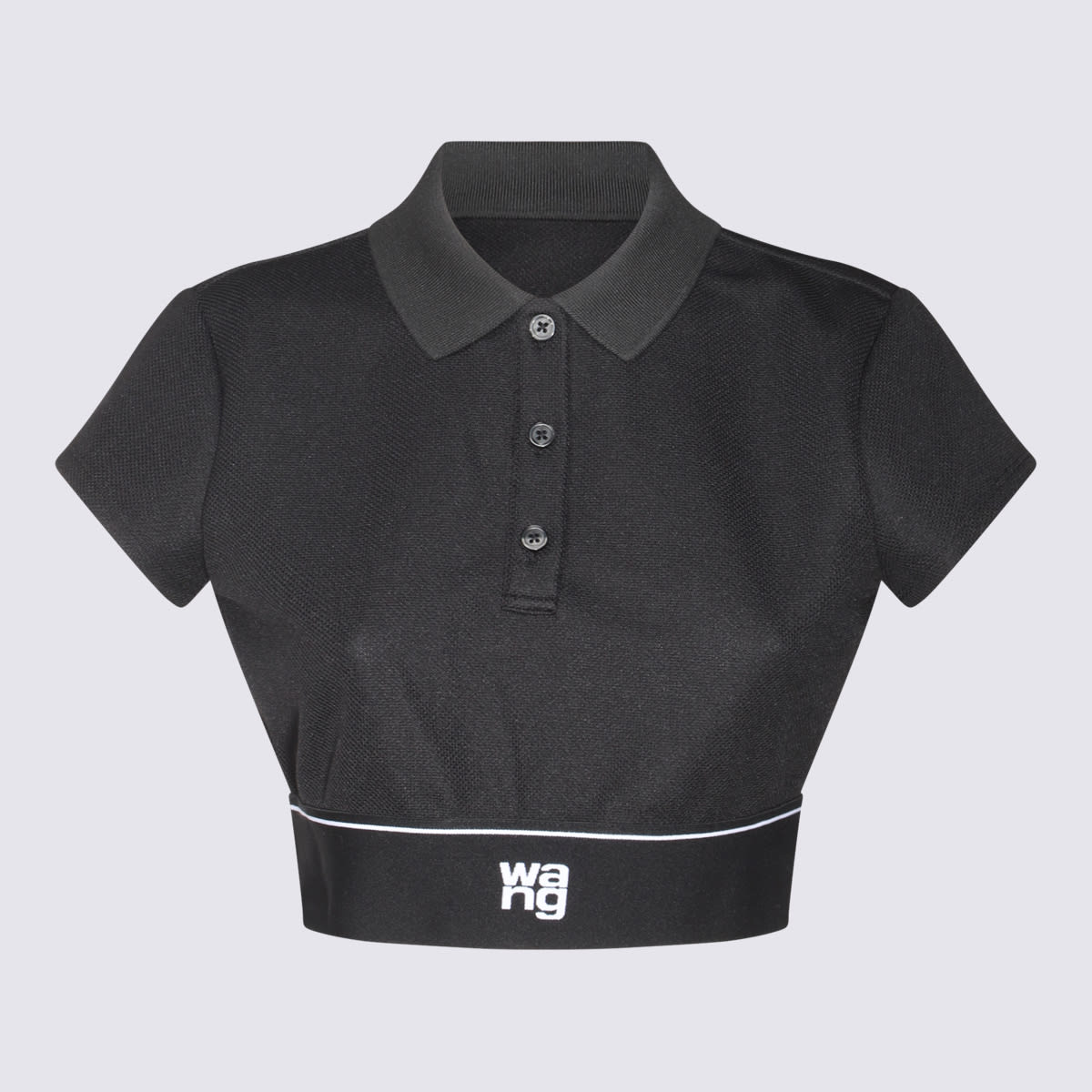 Shop Alexander Wang Black Viscose Polo Shirt