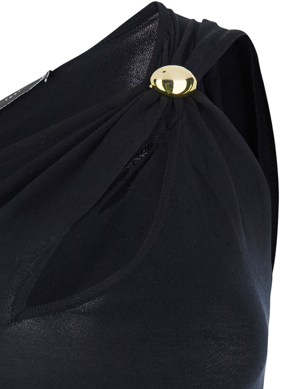 Shop Federica Tosi Black One-shoulder Top With Jewel Detail On The Front In Viscose Blend Woman
