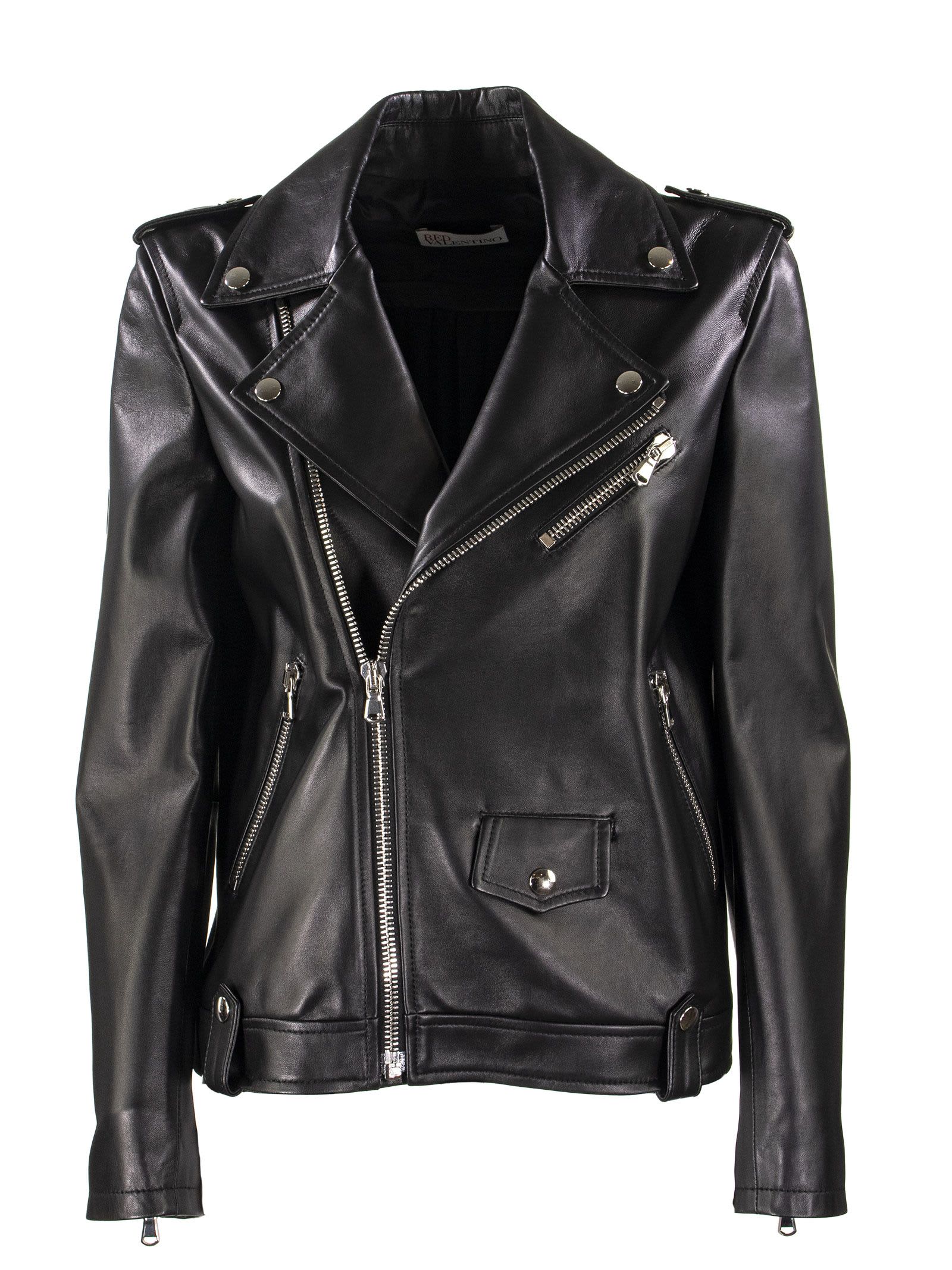 RED Valentino Pleated Back Leather Biker