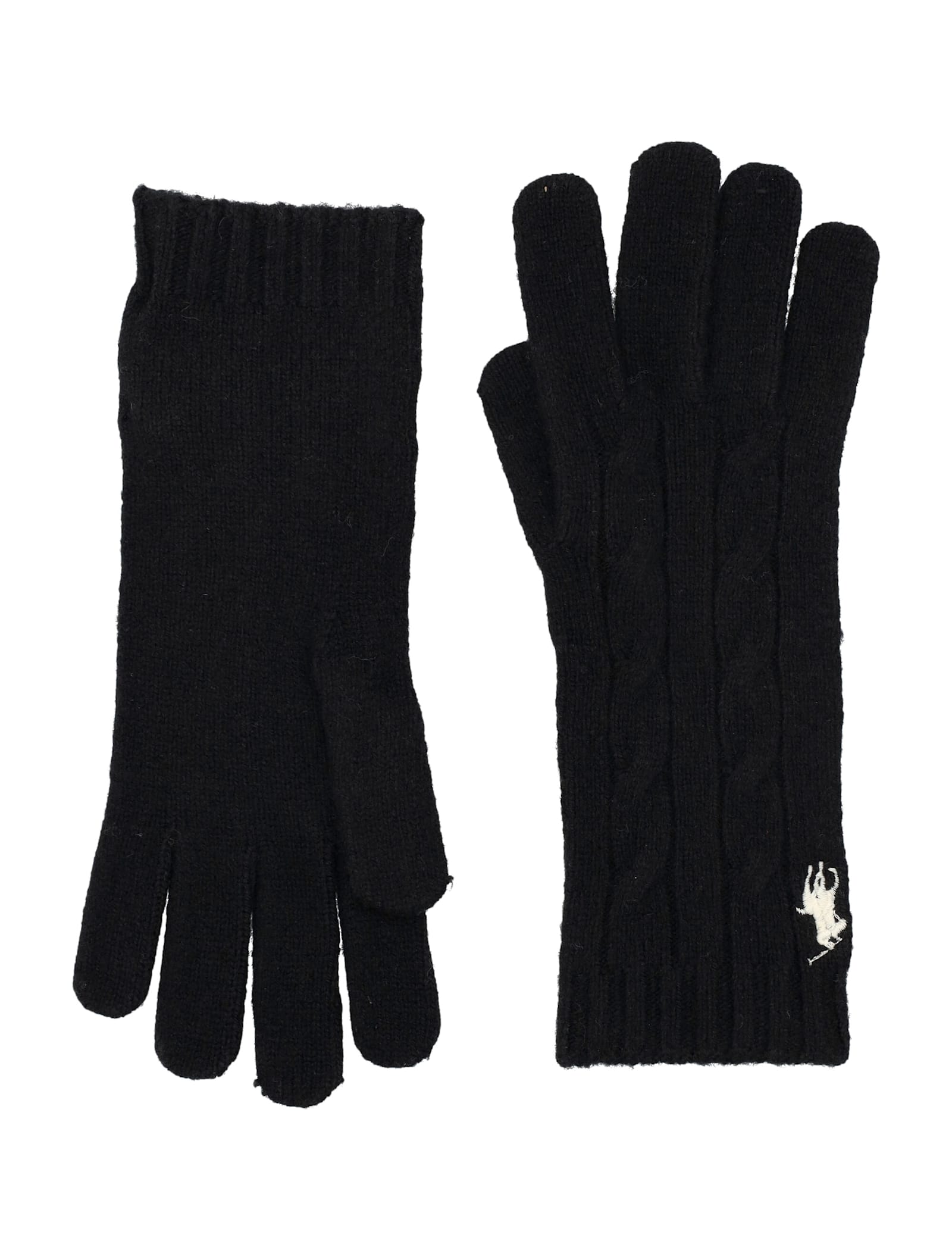 Polo Ralph Lauren Cable Wool-cashmere Gloves In Black