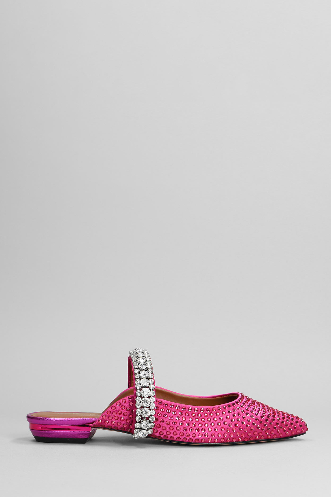 Kurt Geiger Princely Crystals Flats In Fuxia Satin