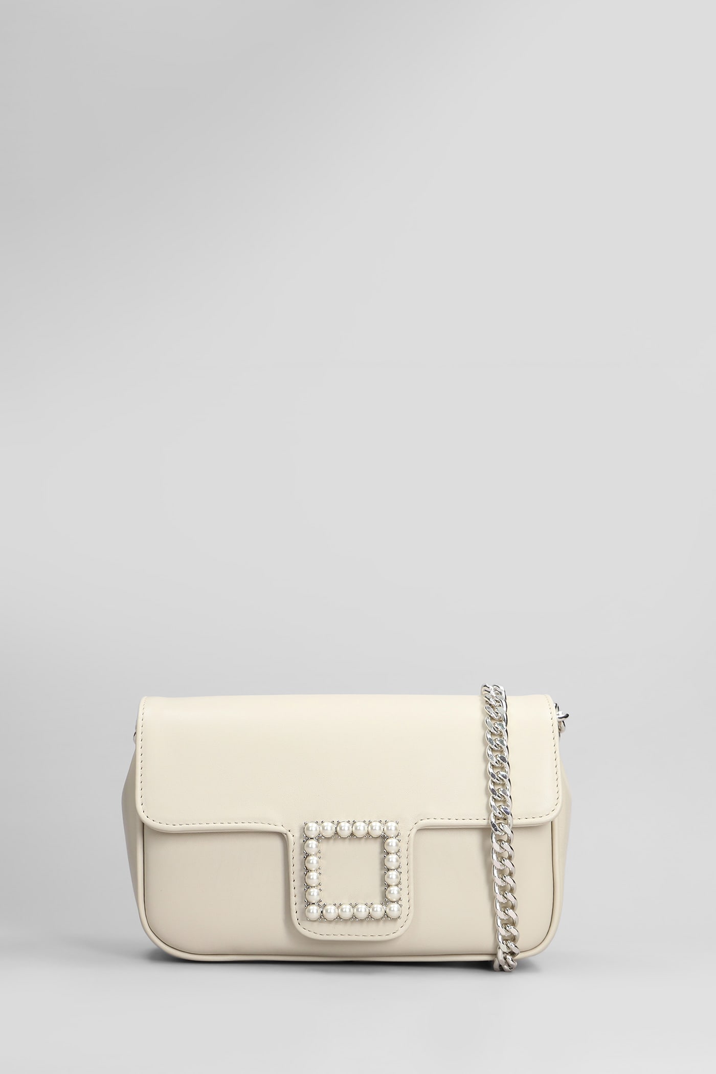 Lunette Shoulder Bag In Beige Leather