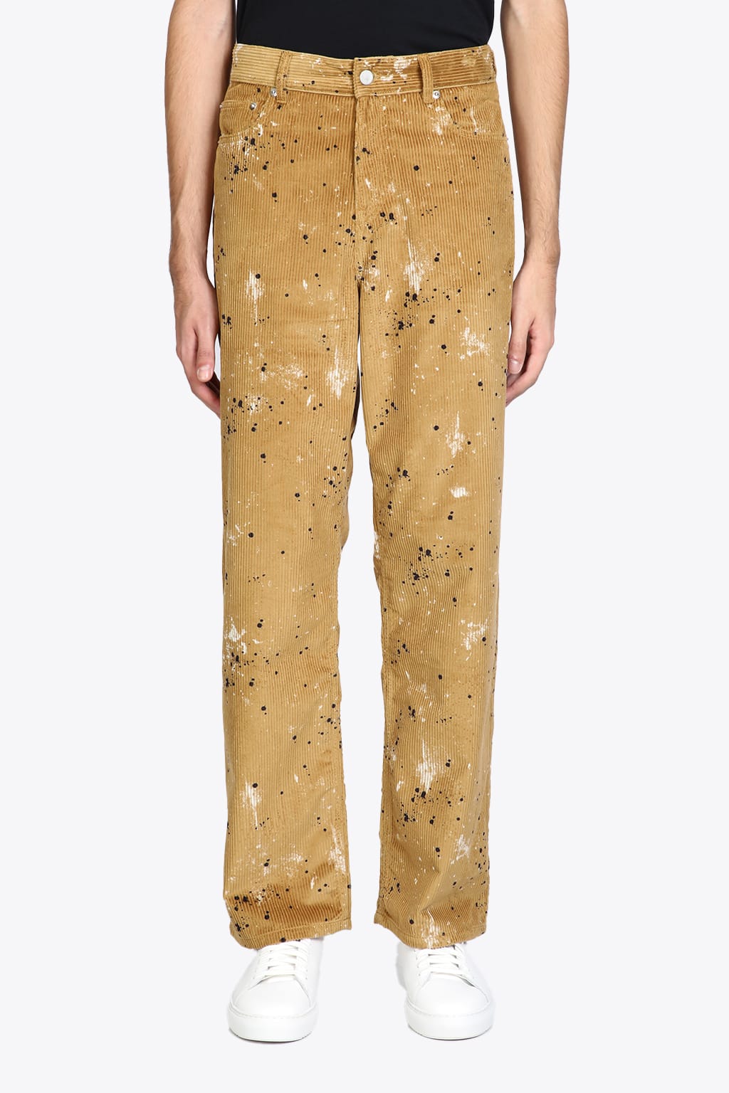CMMN SWDN 5 Pocket Jeans With A Deep Rise And A Straight Leg Beige corduroy pant with painting spots - Gene