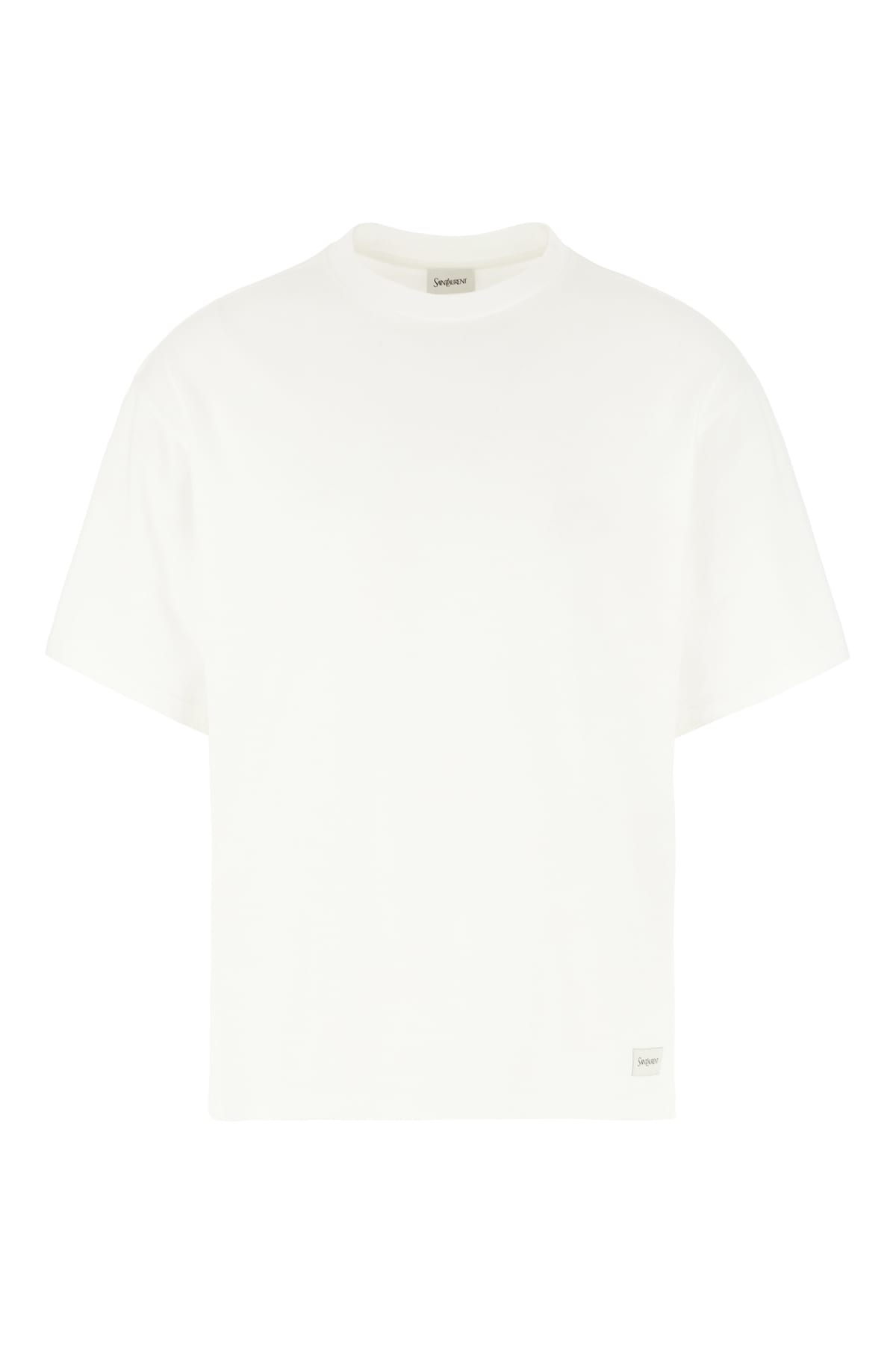 Saint Laurent White Cotton Blend T-shirt In Blanc