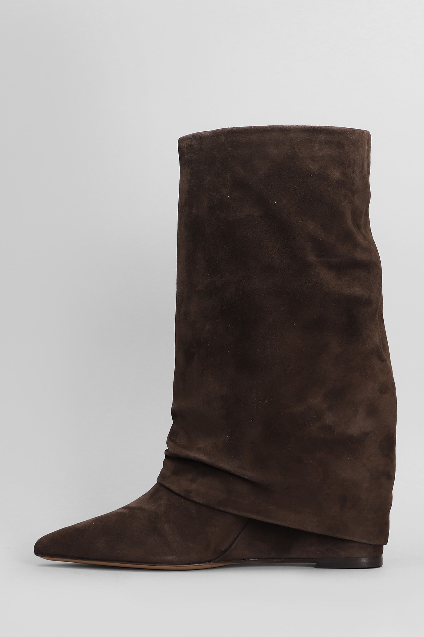 Shop The Seller High Heels Ankle Boots In Dark Brown Suede