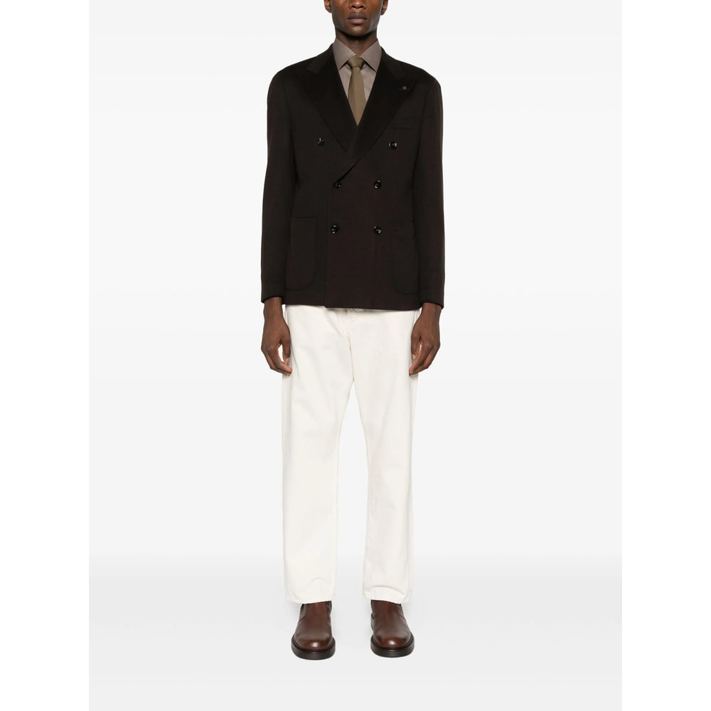 Tagliatore Long-sleeved Suit Jacket In Brown