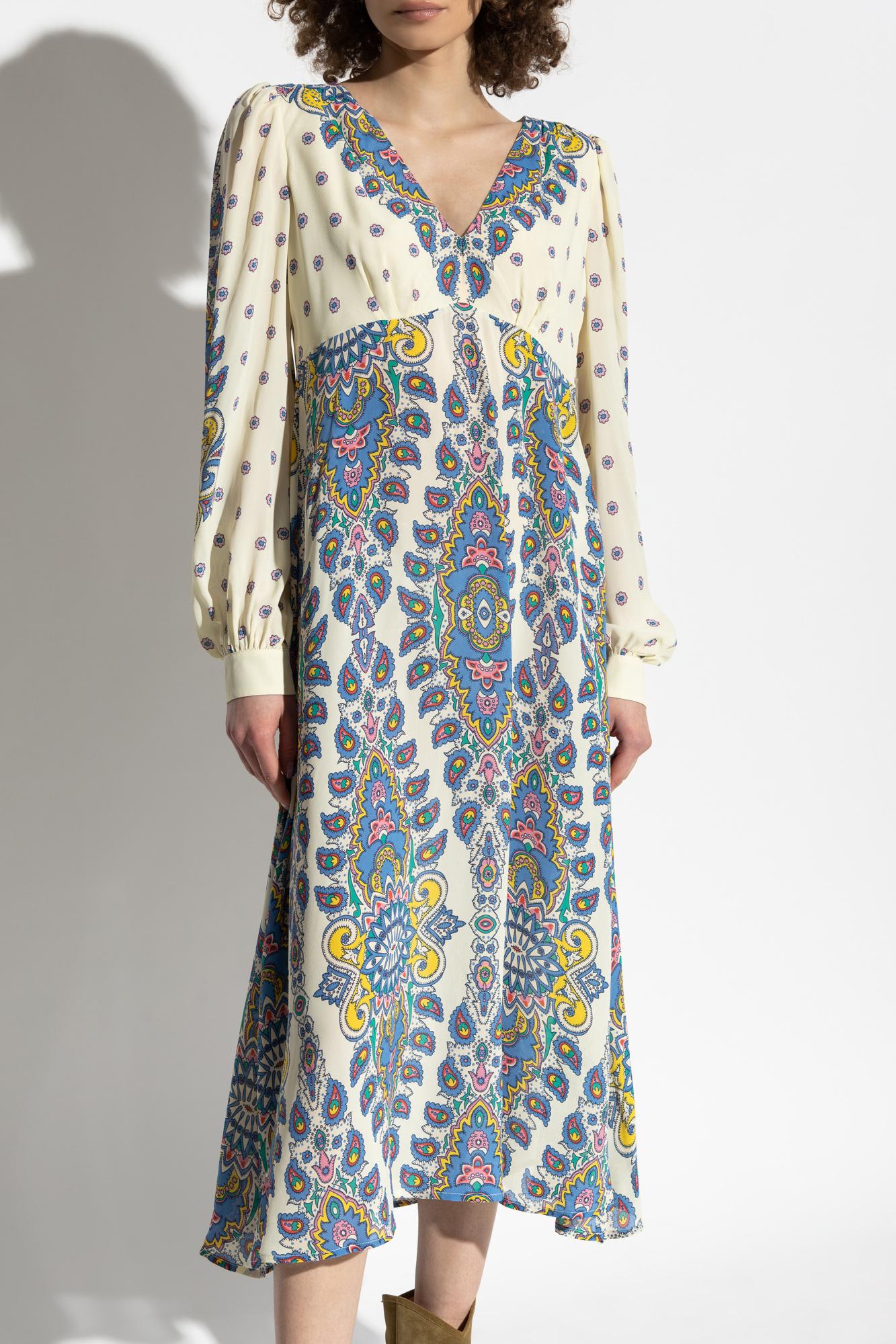 Etro Paisley Print V-neck Midi Dress In Multicolor