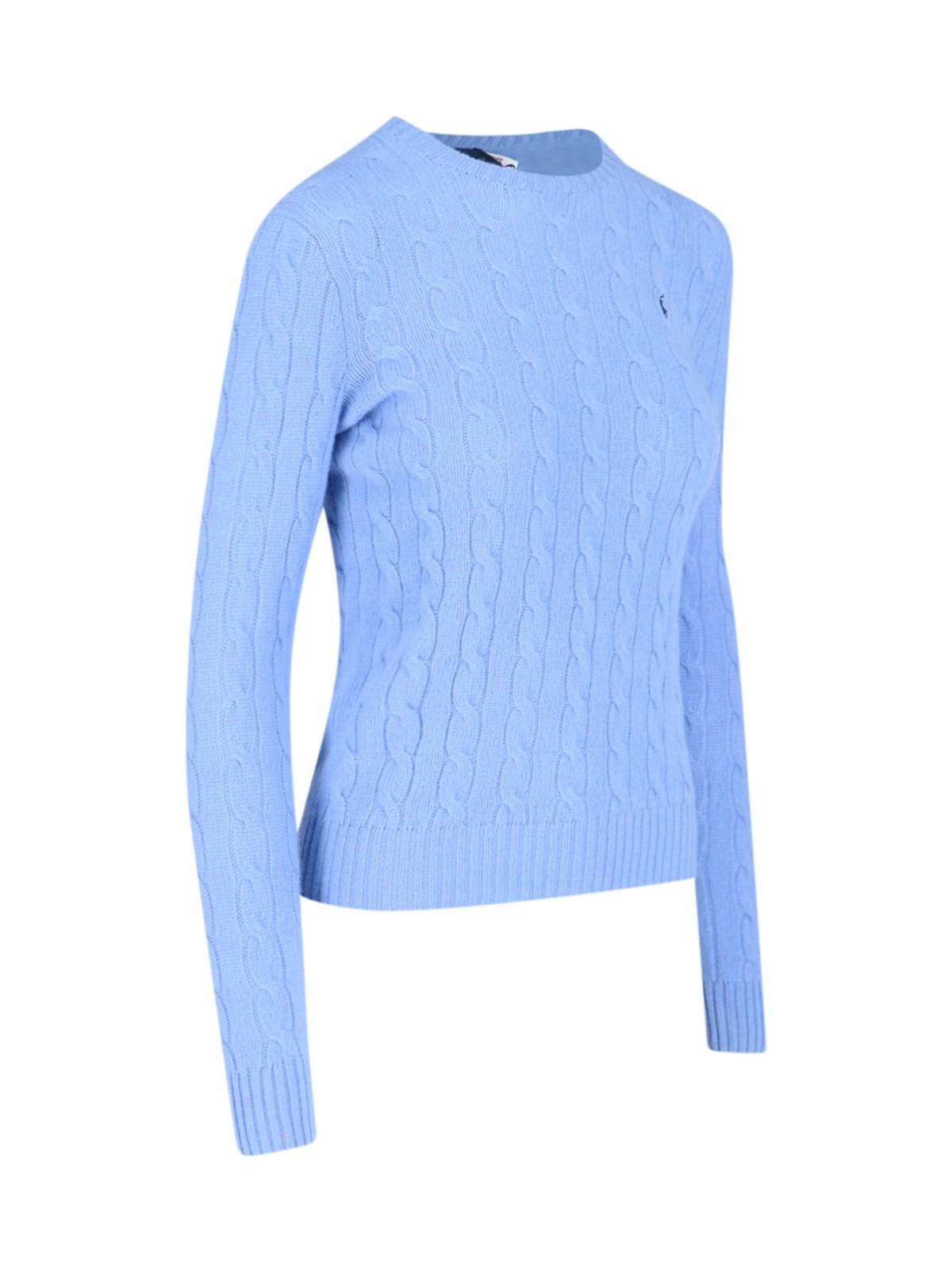 Shop Polo Ralph Lauren Logo Braid Sweater In Clear Blue