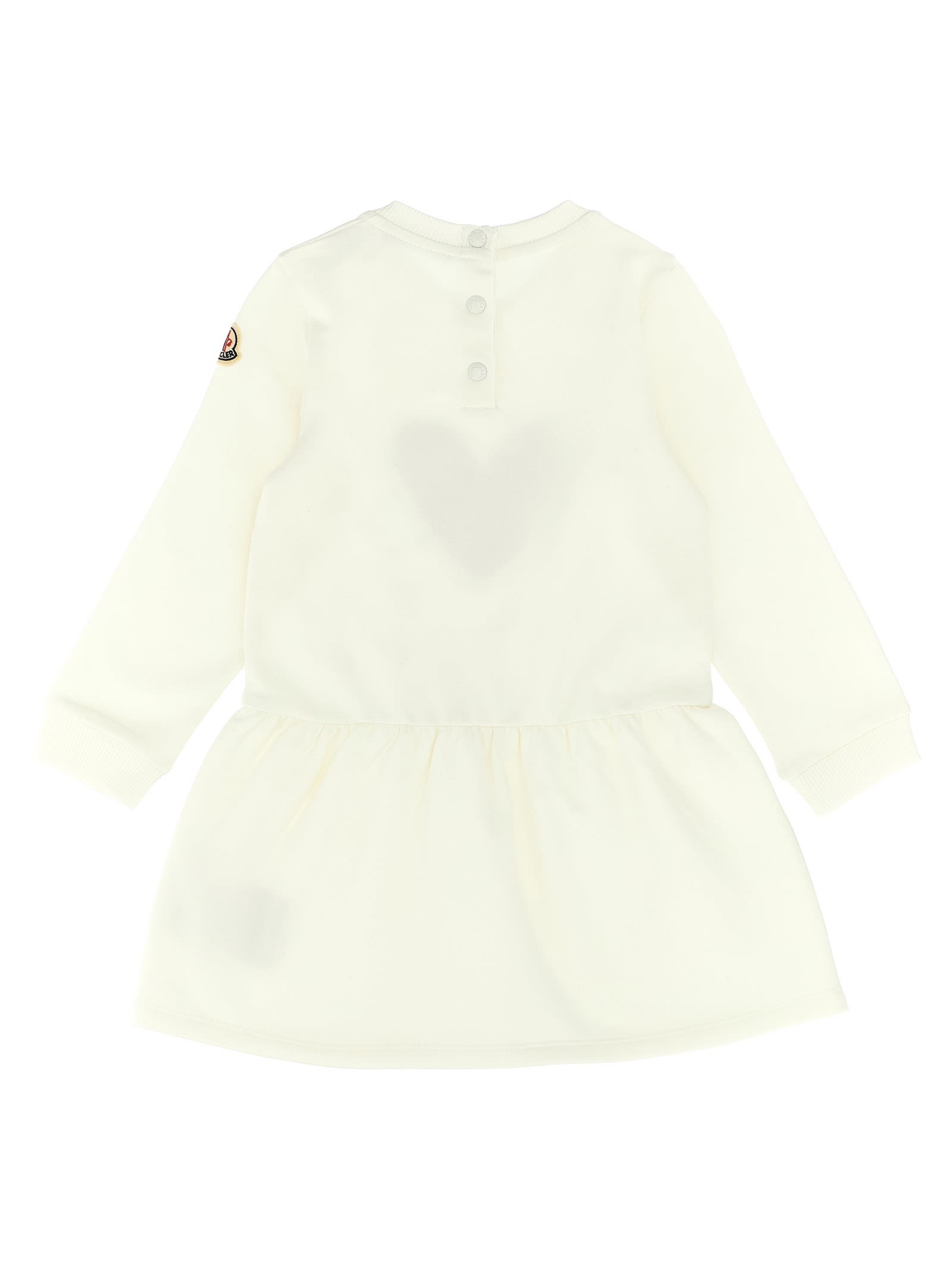 Moncler Jersey Mini Dress With Heart Print Kids In White