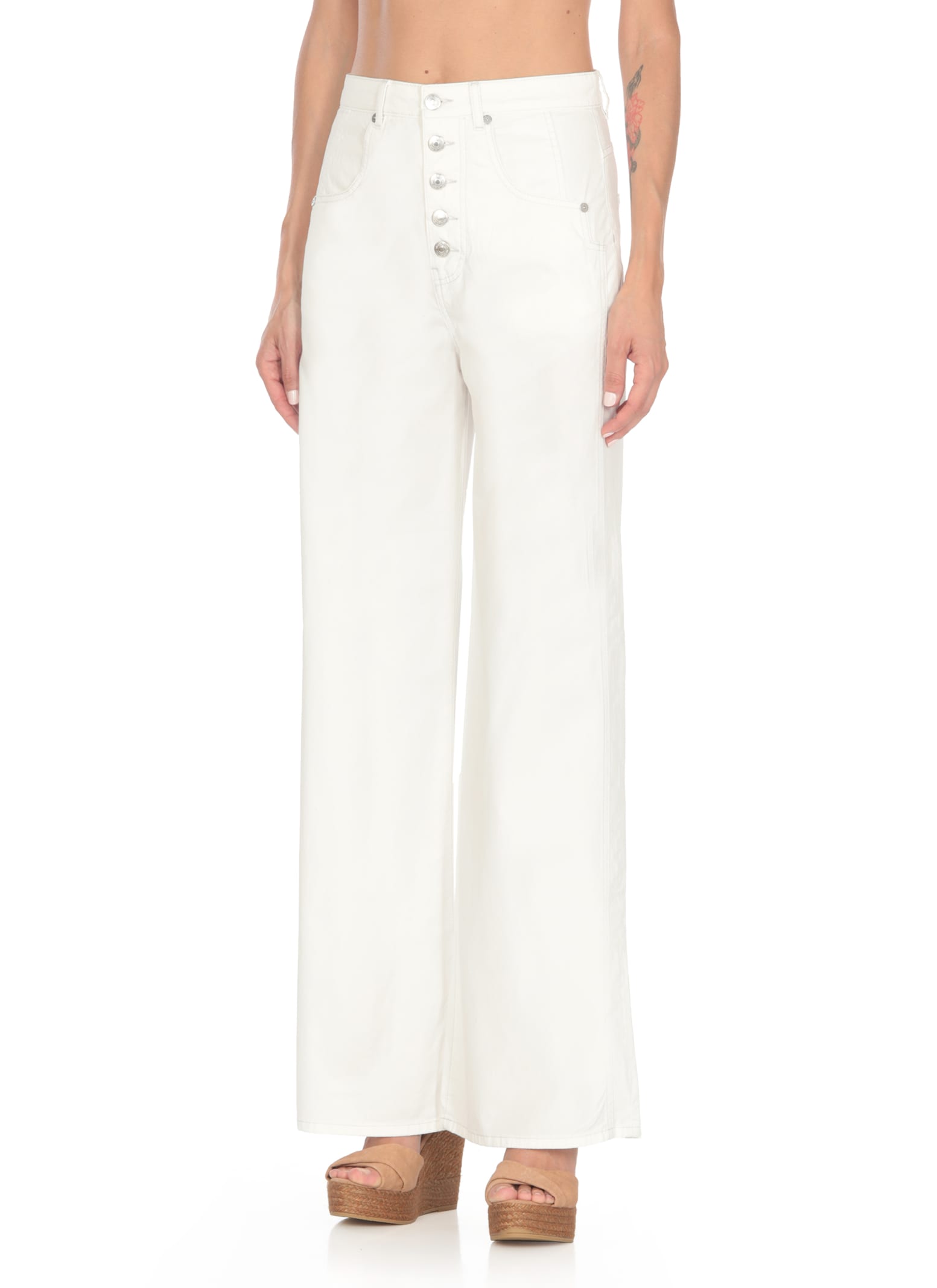 Woolrich Wide Leg Denim Jeans In White