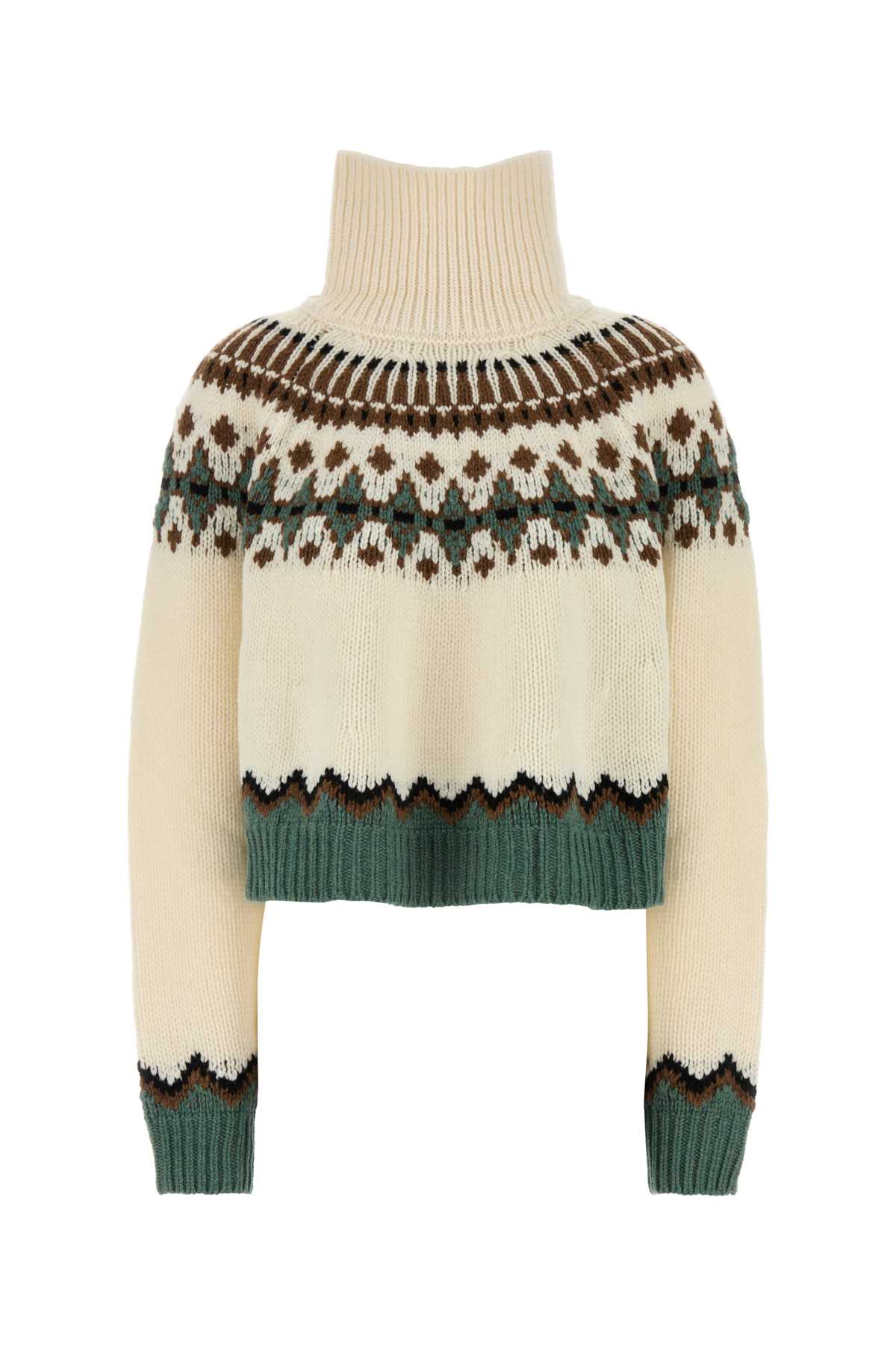 Shop Alanui Embroidered Wool Oversize Sweet Winter Sweater In Whitemult