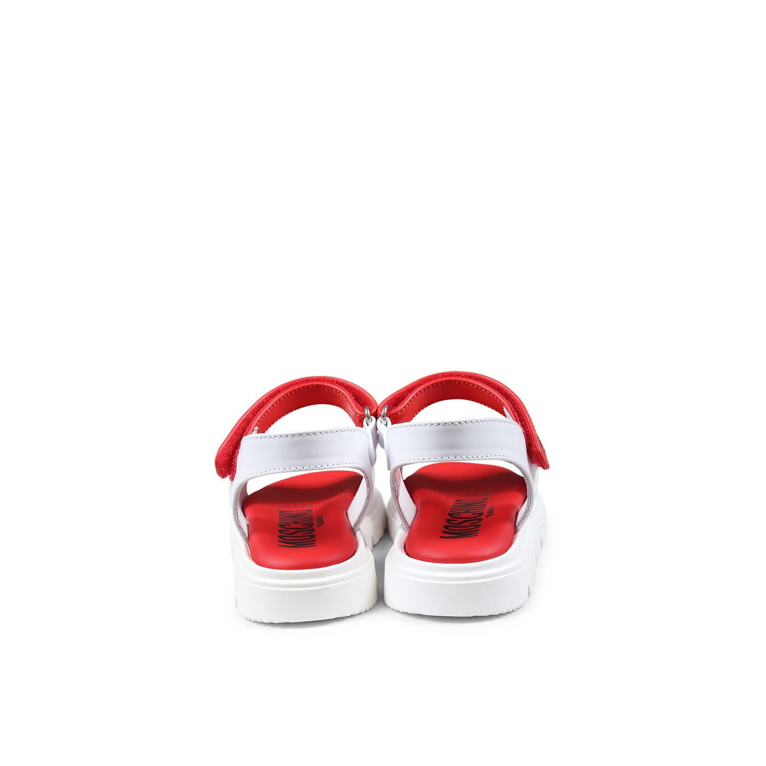 Moschino Red Sandals For Bab Girl And Girl In Multicolor