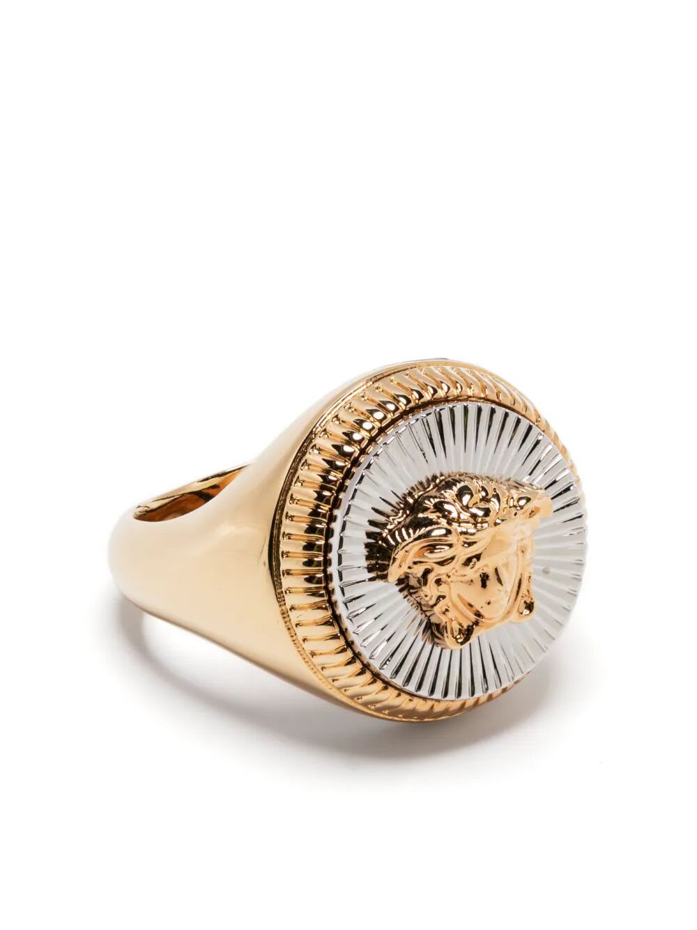 Shop Versace Ring Metal In  Gold Palladium