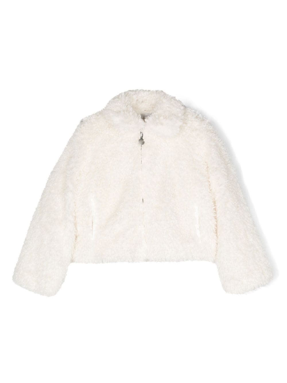 Shop Stella Mccartney White Borg Short Jacket In Bianco