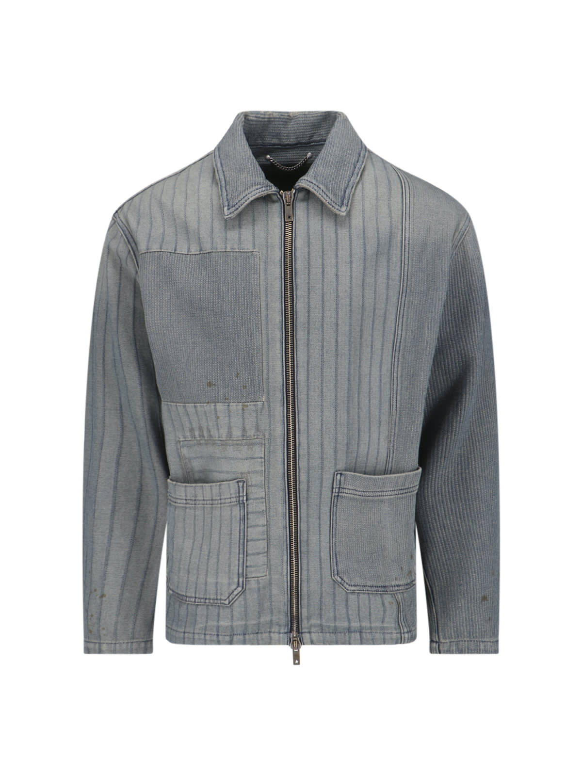 Journey M`s Full Zip Jacket Dyed Denim Patched Stripes