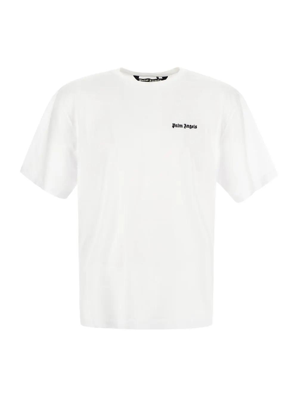 Shop Palm Angels Embroidered Logo Slim Tee In White