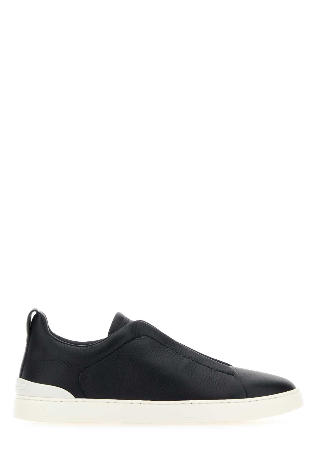 Midnight Blue Leather Slip Ons