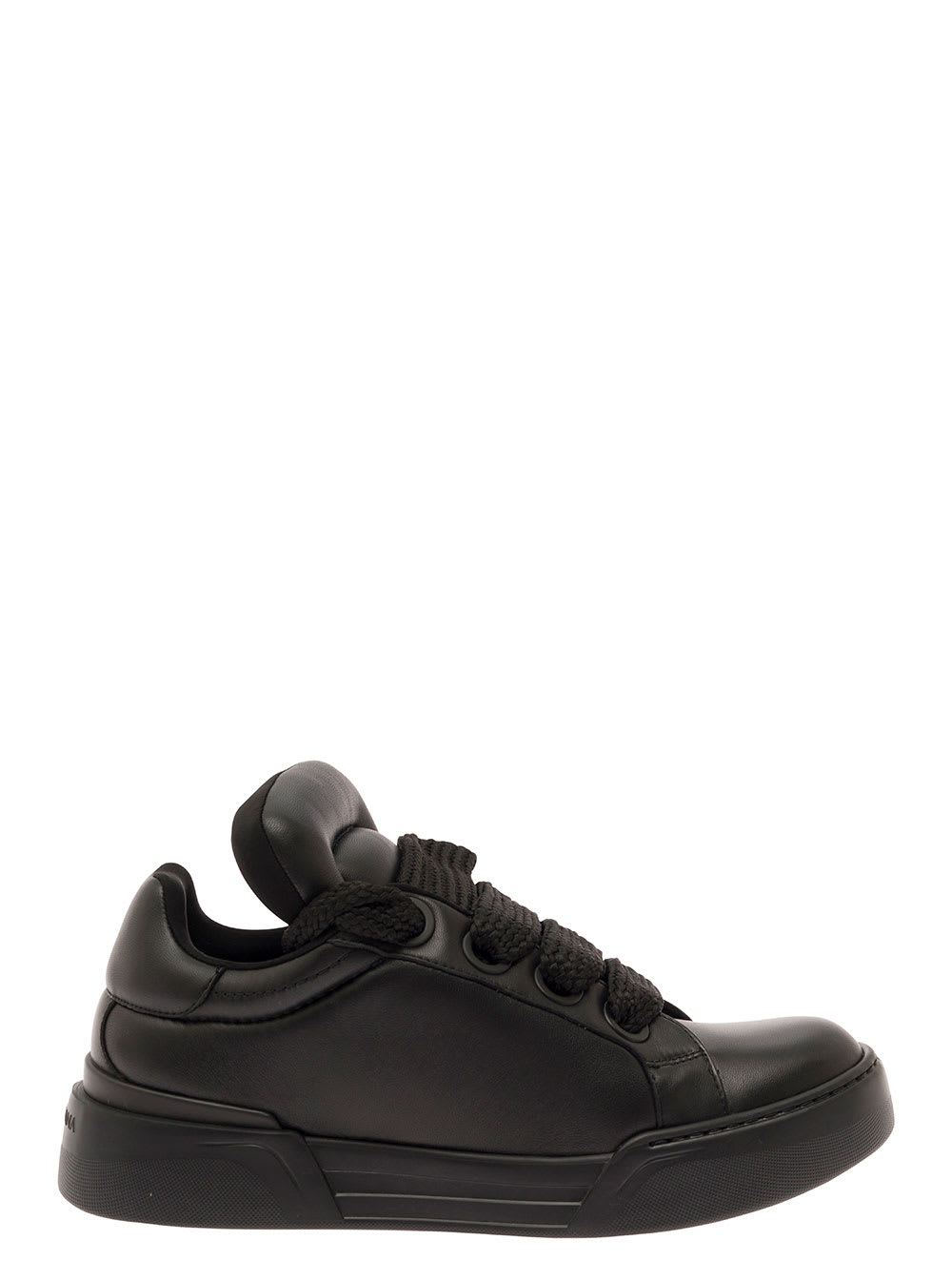 Shop Dolce & Gabbana Megaskate Black Padded Low Top Sneakers In Smooth Leather Man