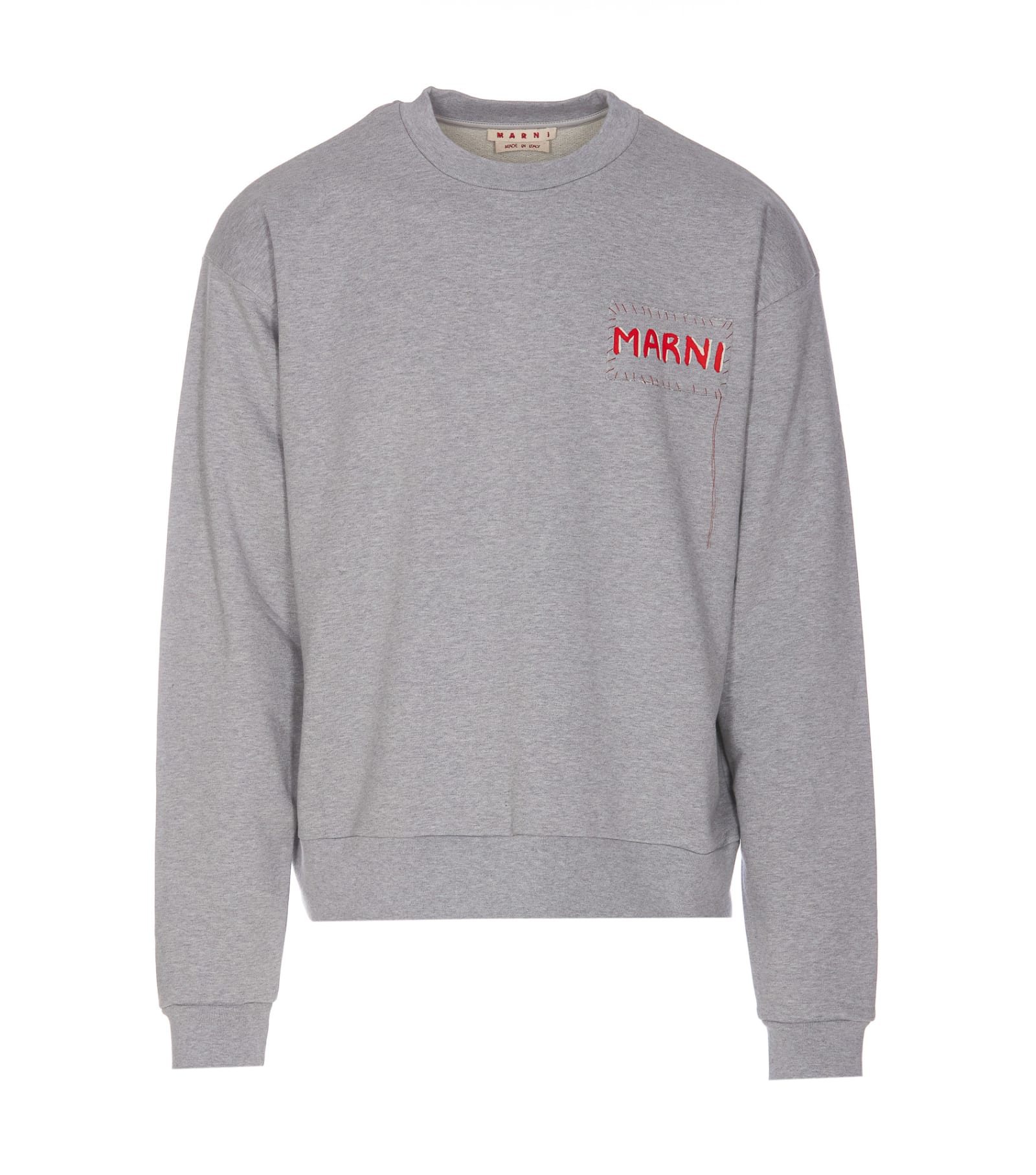 Shop Marni Logo Crewneck Sweatshirt In Grey