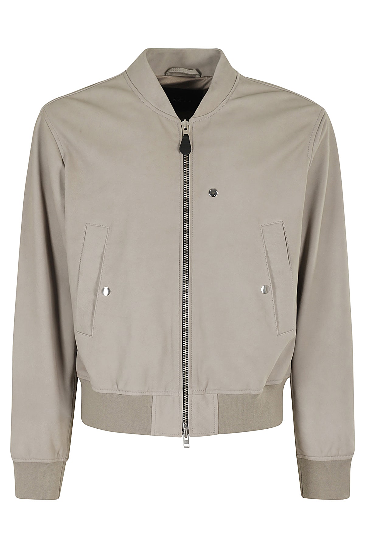 Shop Hogan Leather Bomber In Crema Scuro