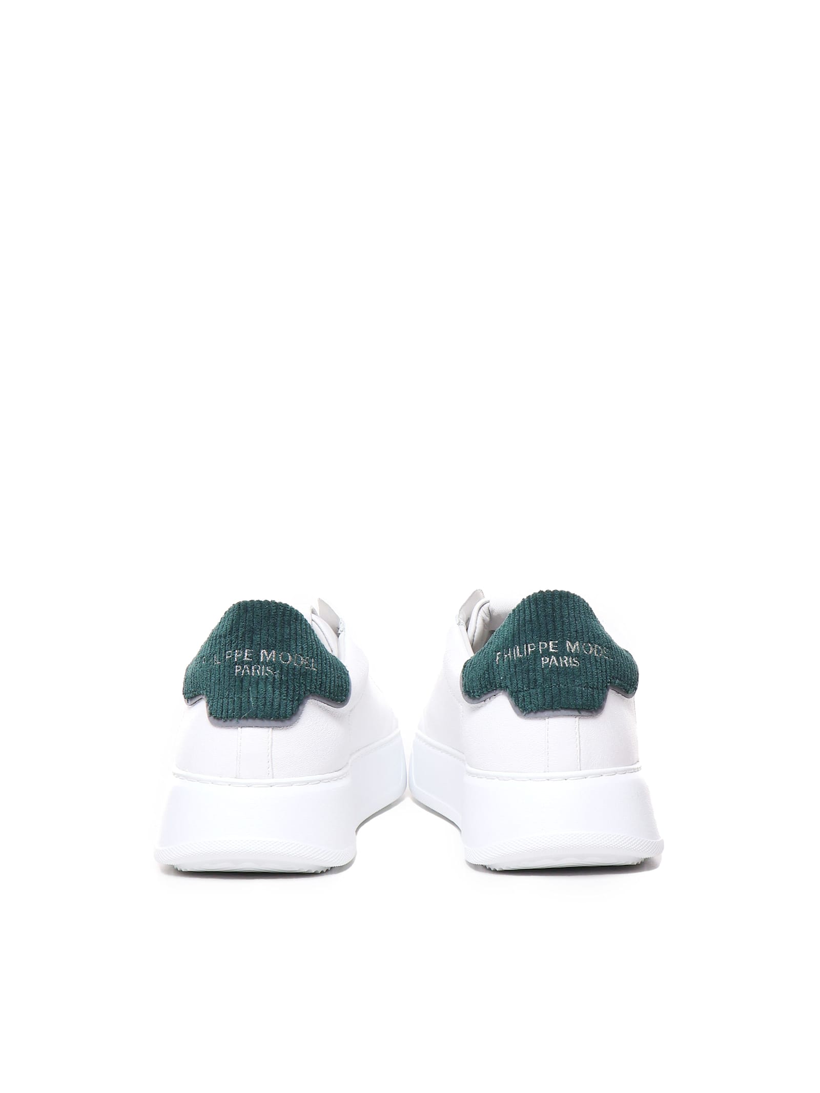 Shop Philippe Model Temple Sneakers In Leather In White, Green