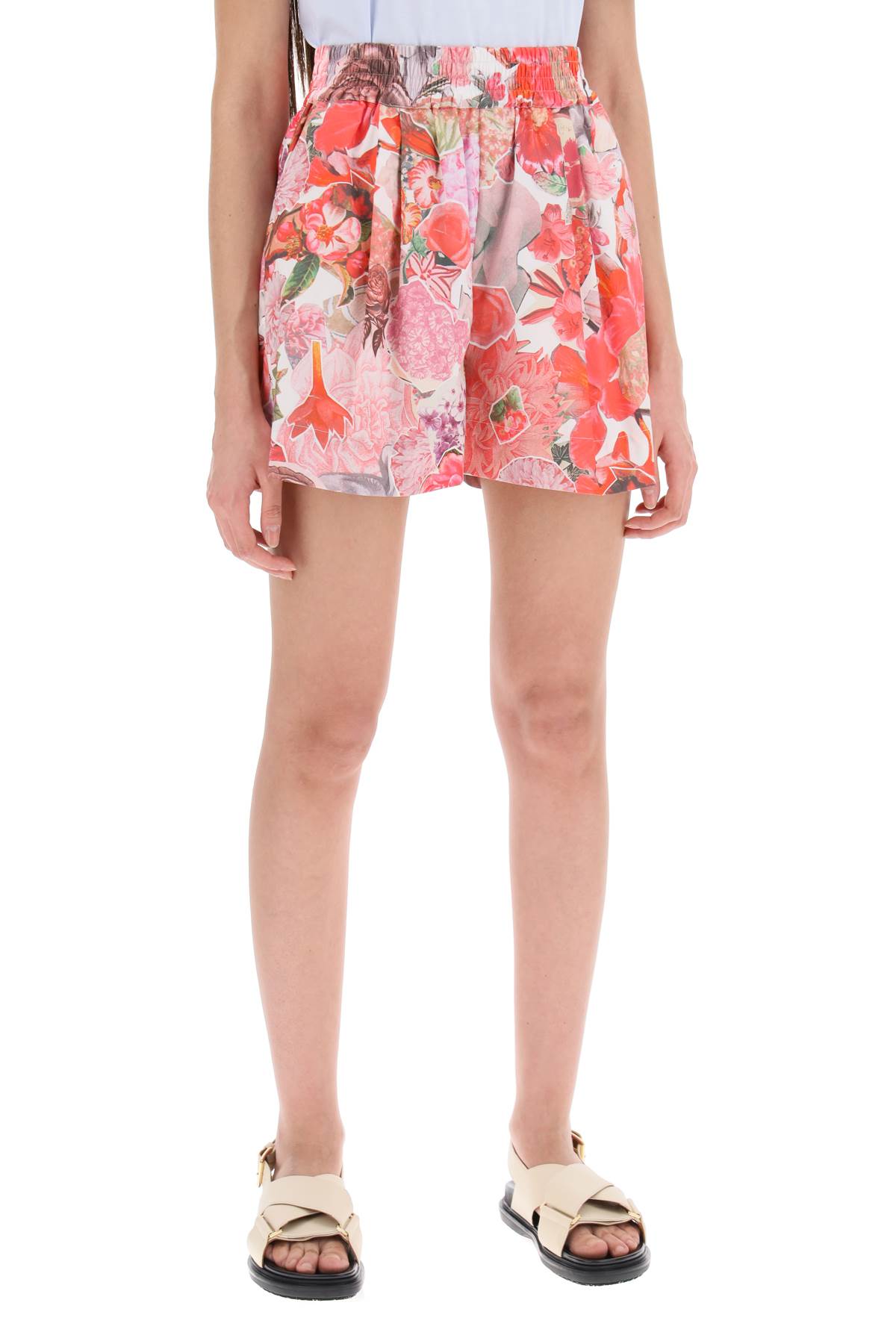 Shop Marni Floral Print Shorts In Pink Clematis (pink)