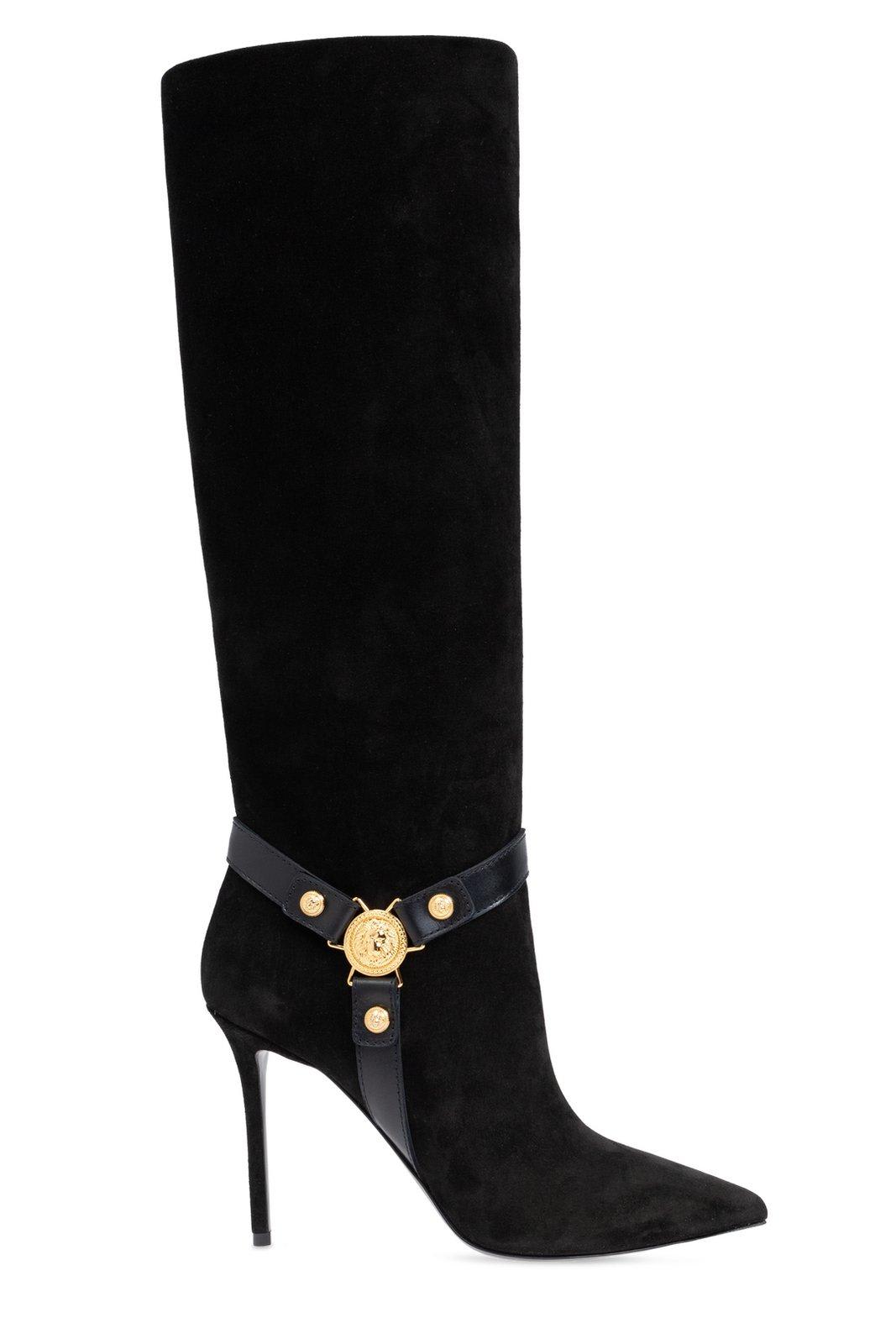 Shop Balmain Eva Knee-high Heeled Boots In Nero