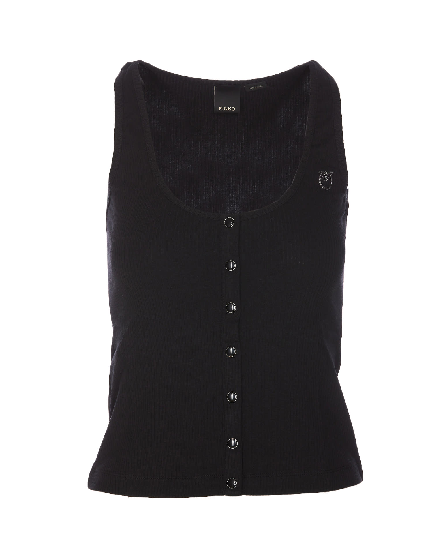 Shop Pinko Tank Top With Nacre Buttons In Nero