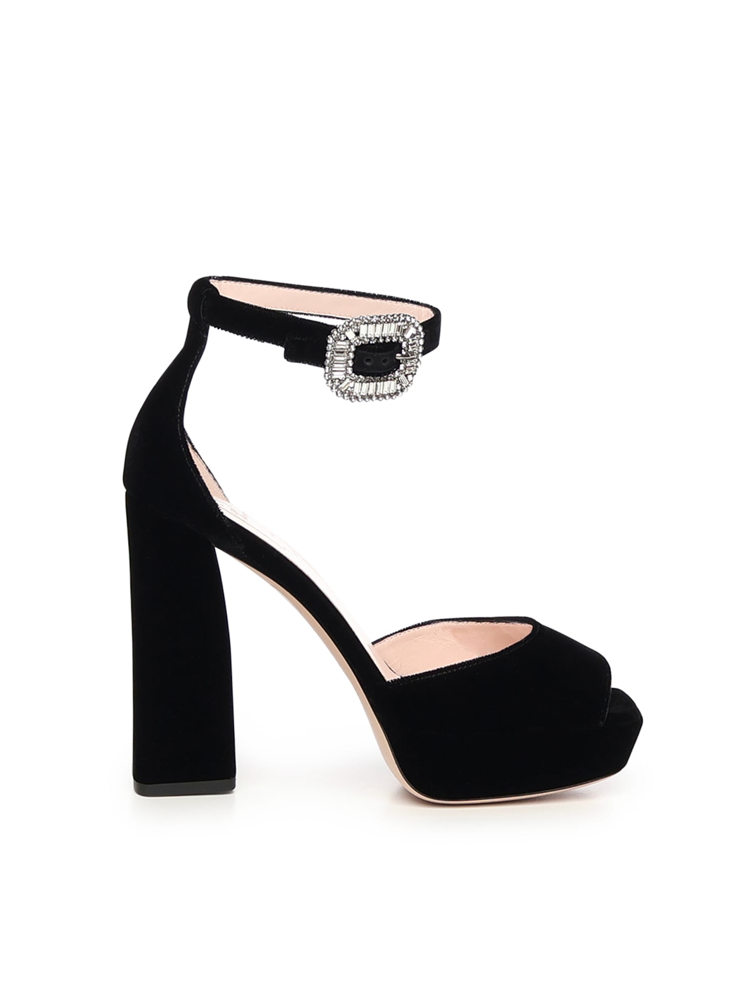 Roger Vivier Platform Sandals In Velvet In Black