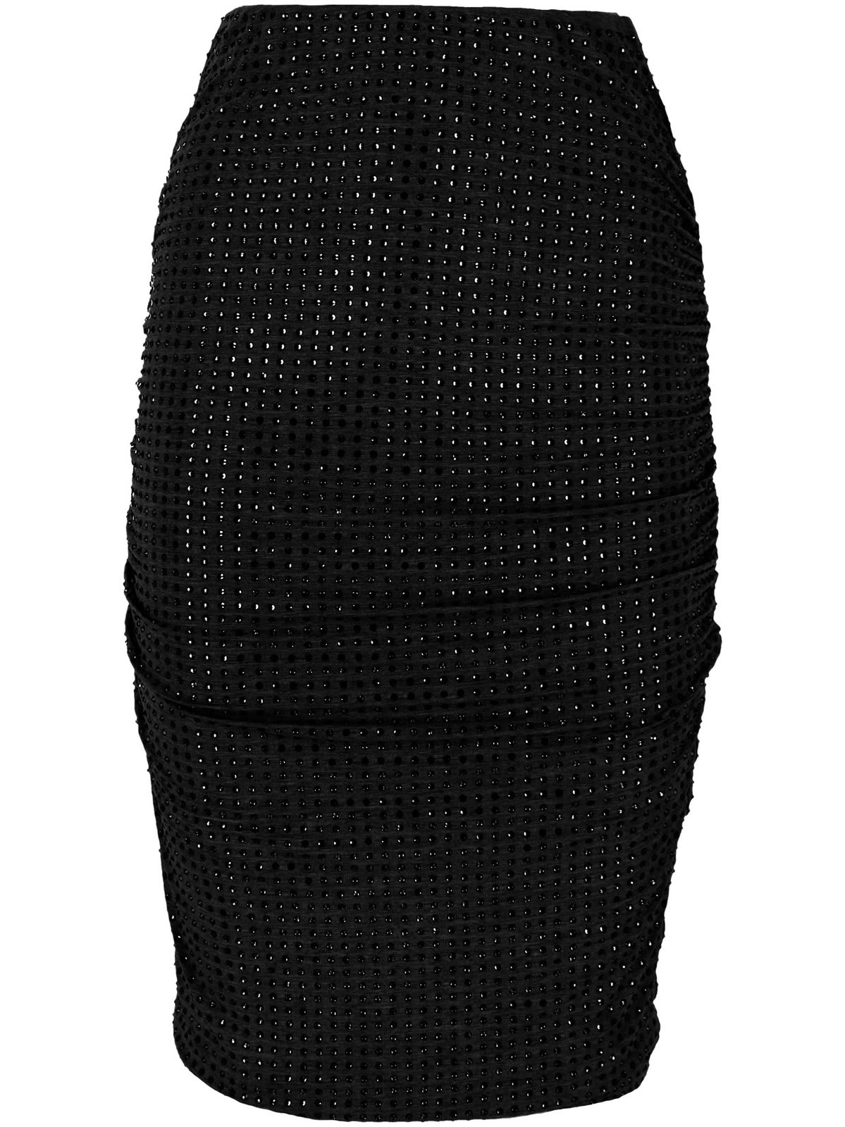 Shop Pinko Embellished Ruched Skirt In Black