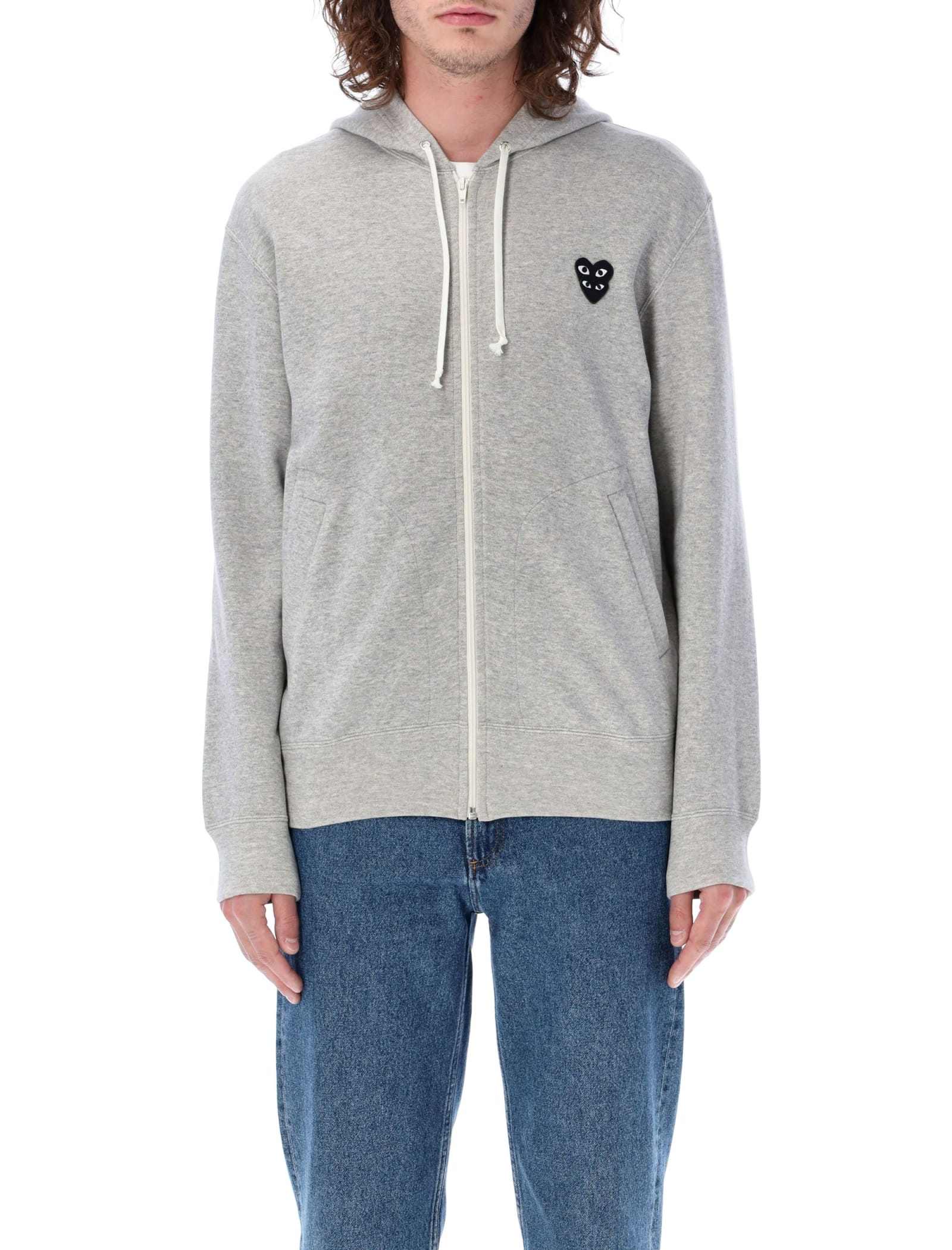 Comme des Garçons Play Zipped Hoodie With Black Double-heart Patch