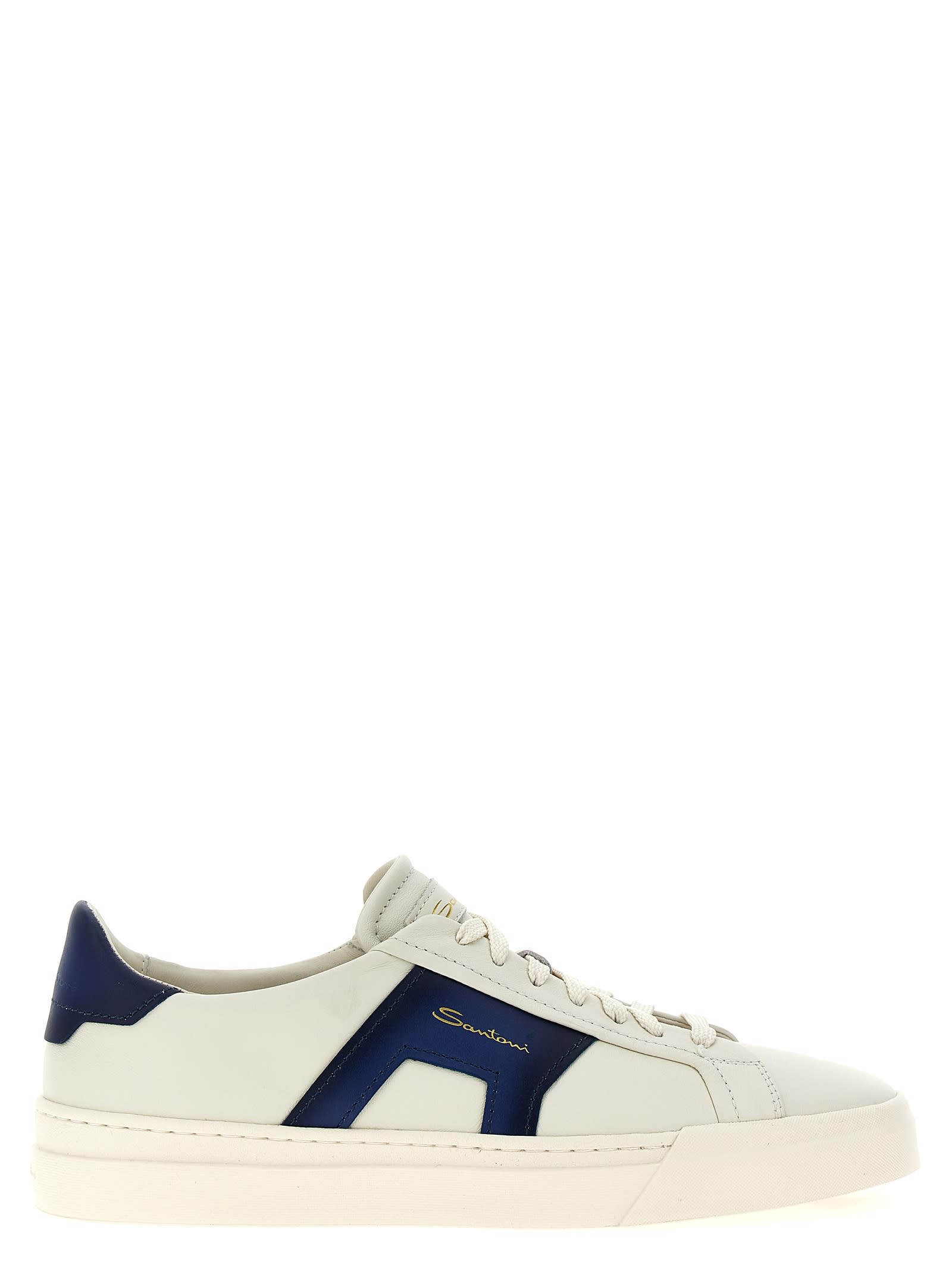 Shop Santoni Double Buckle Sneakers In Blue