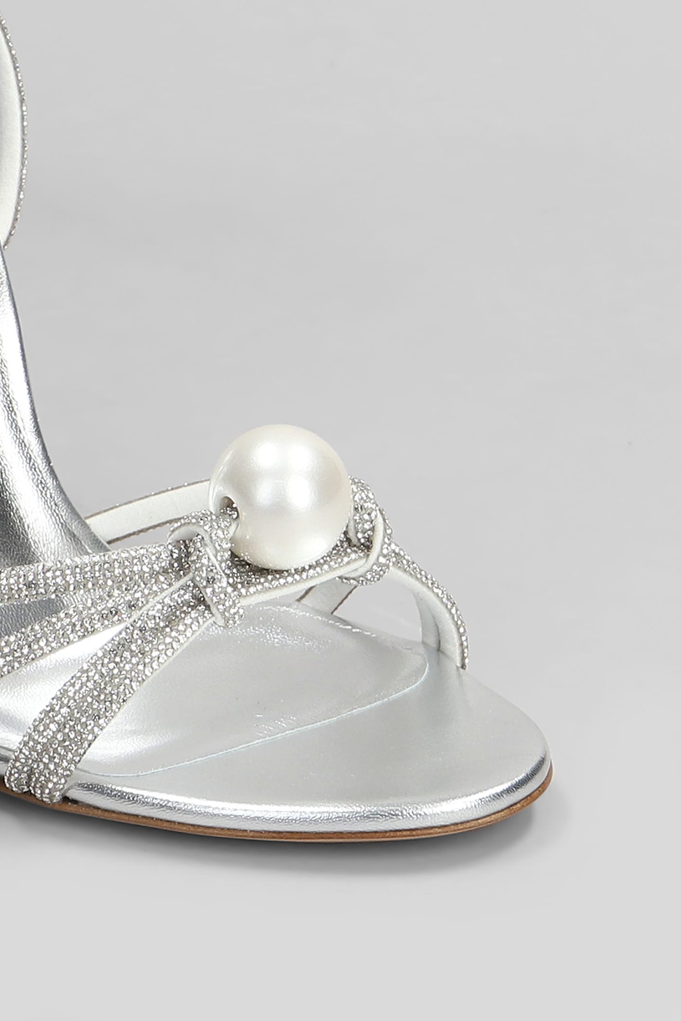 Casadei Crystal-embellished Silver Sandals With Steel Blade Heel In Silver