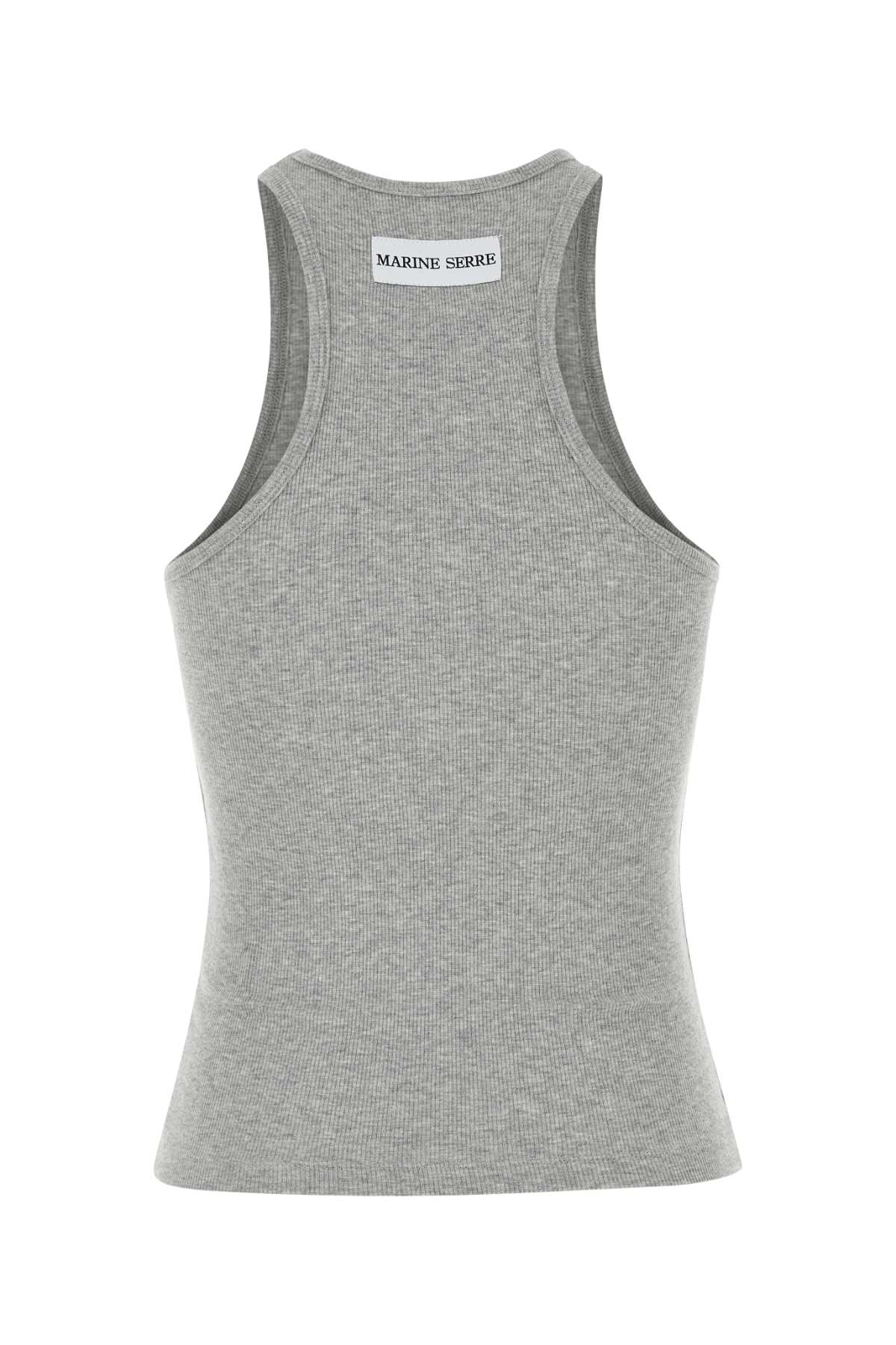 Marine Serre Grey Stretch Cotton Tank Top In Gray